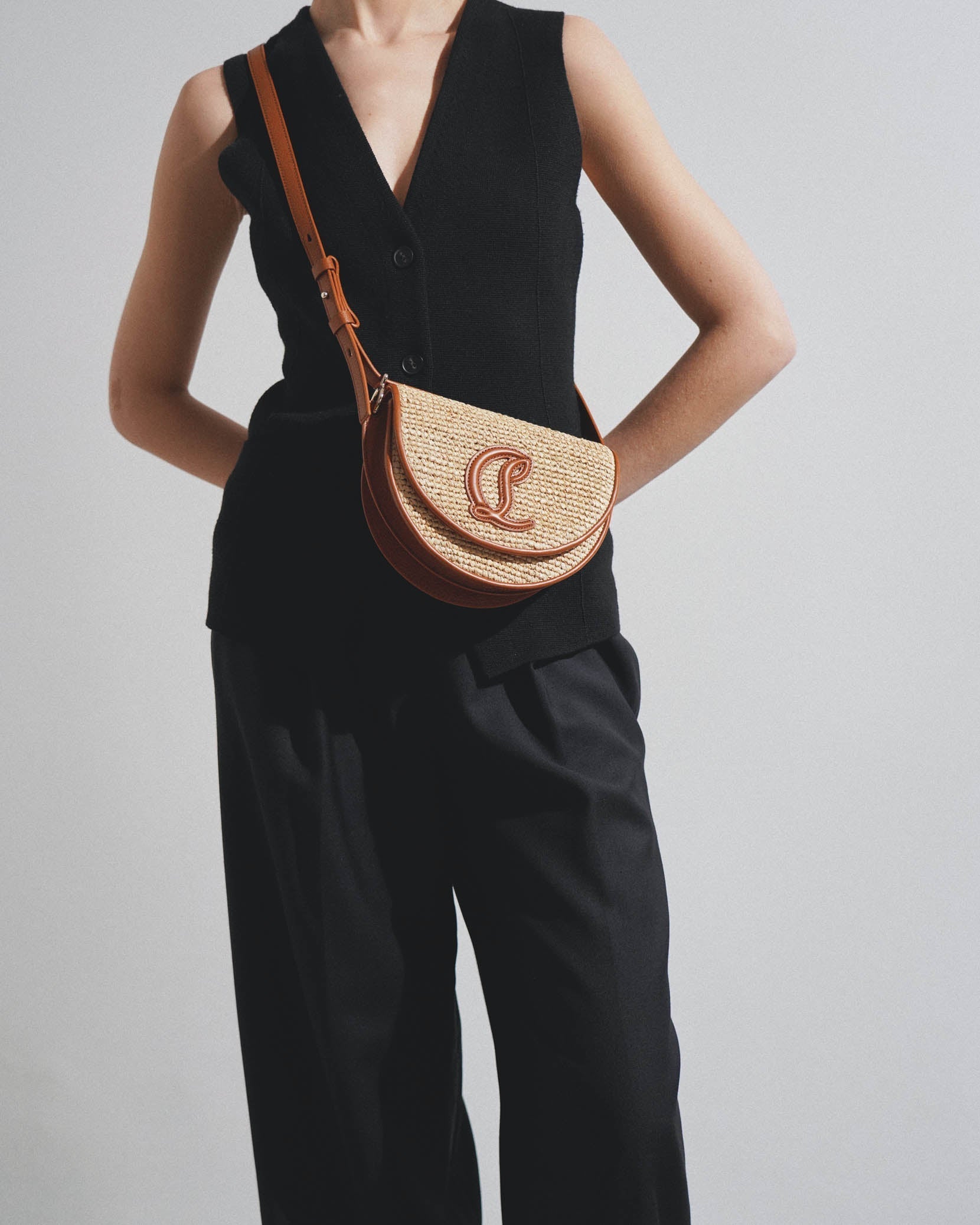By My Side raffia crossbody bag