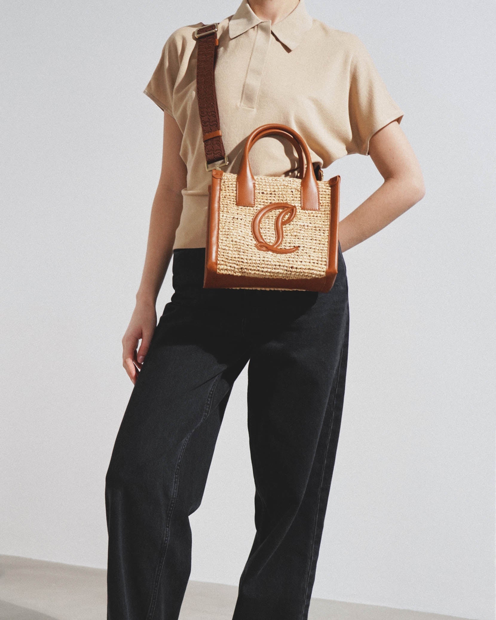 By My Side mini raffia tote bag