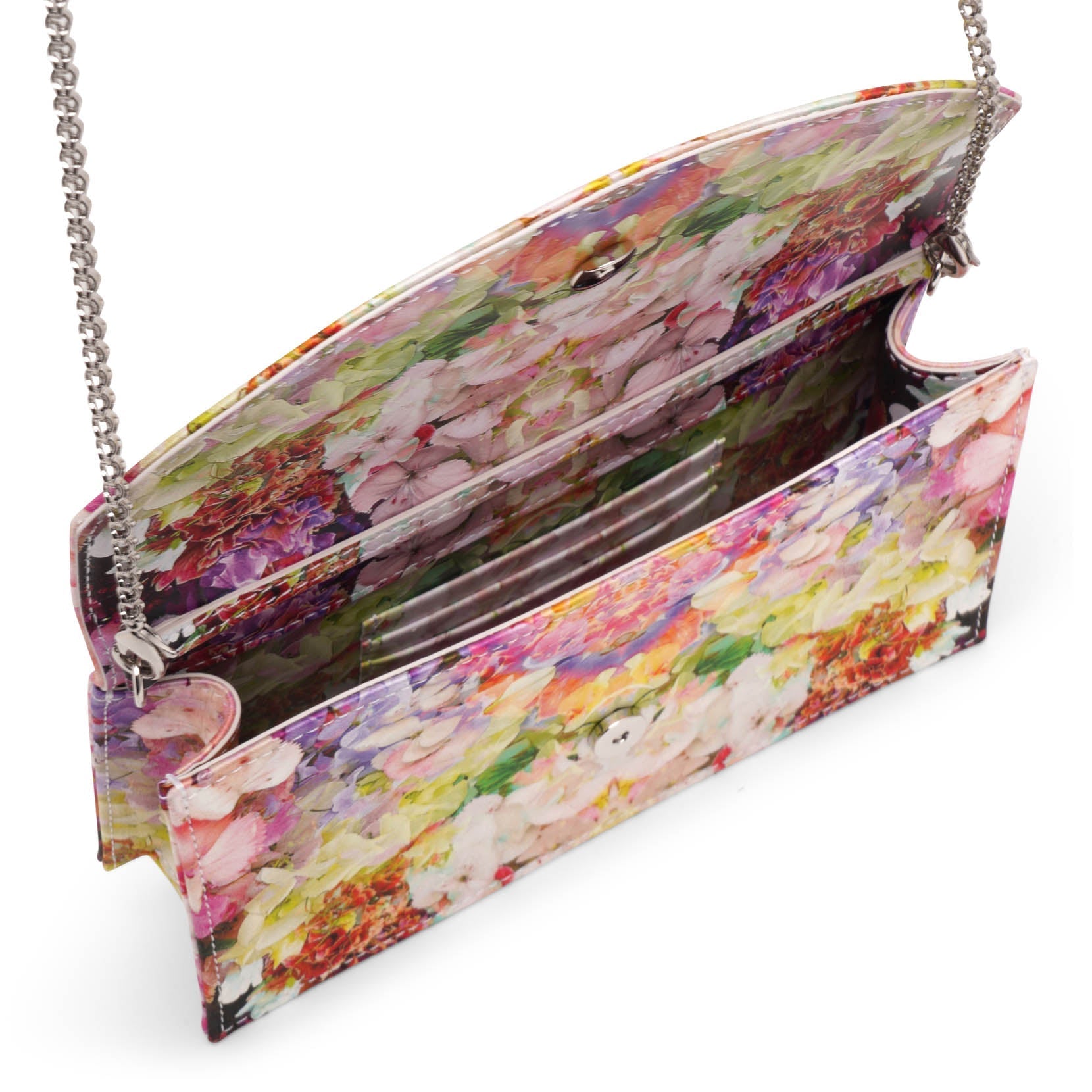 Loubi54 floral satin clutch