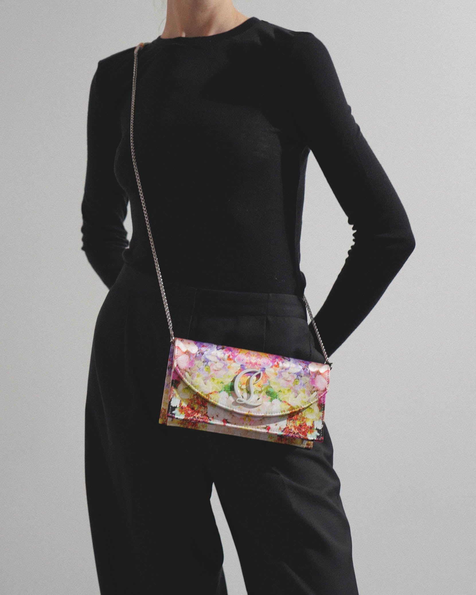 Loubi54 floral satin clutch