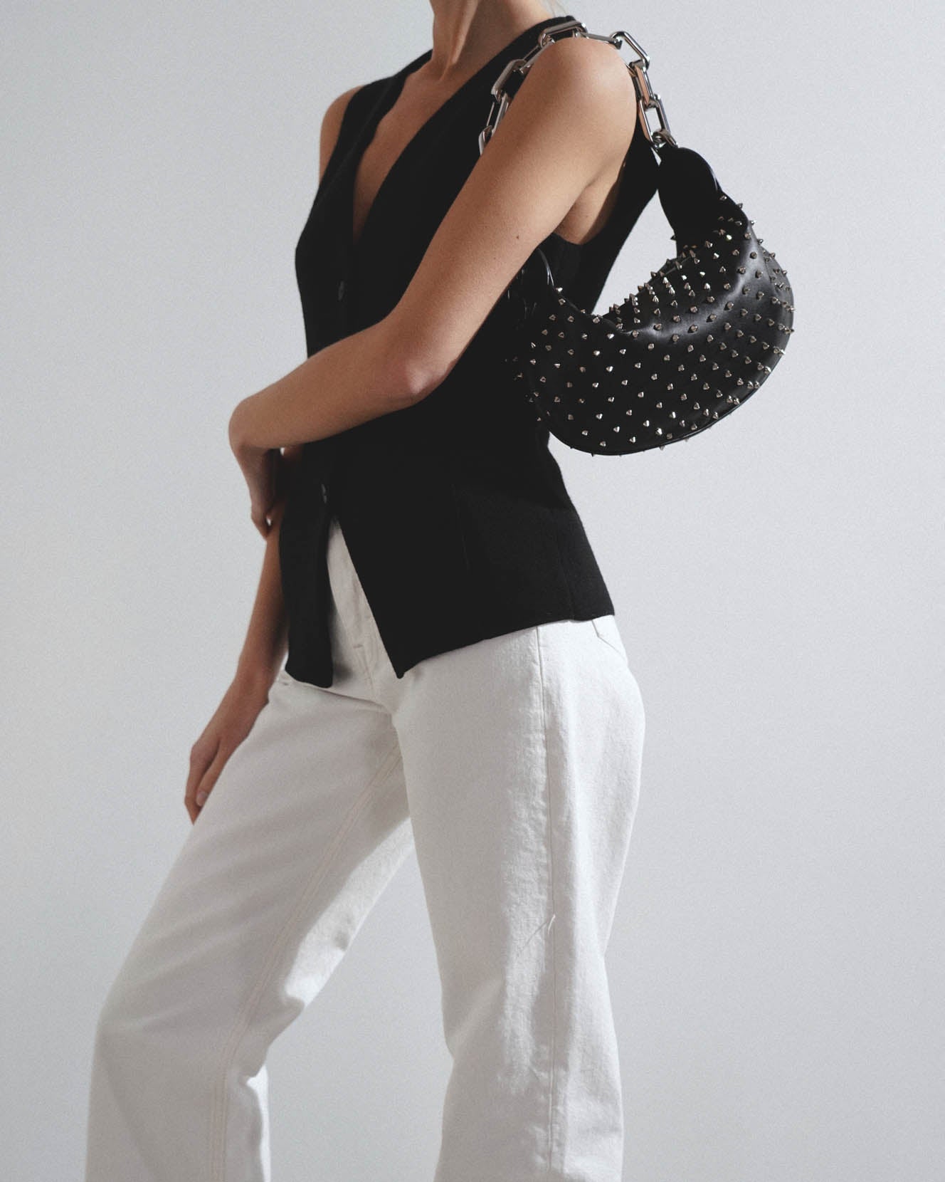 Le 54 black strass shoulder bag