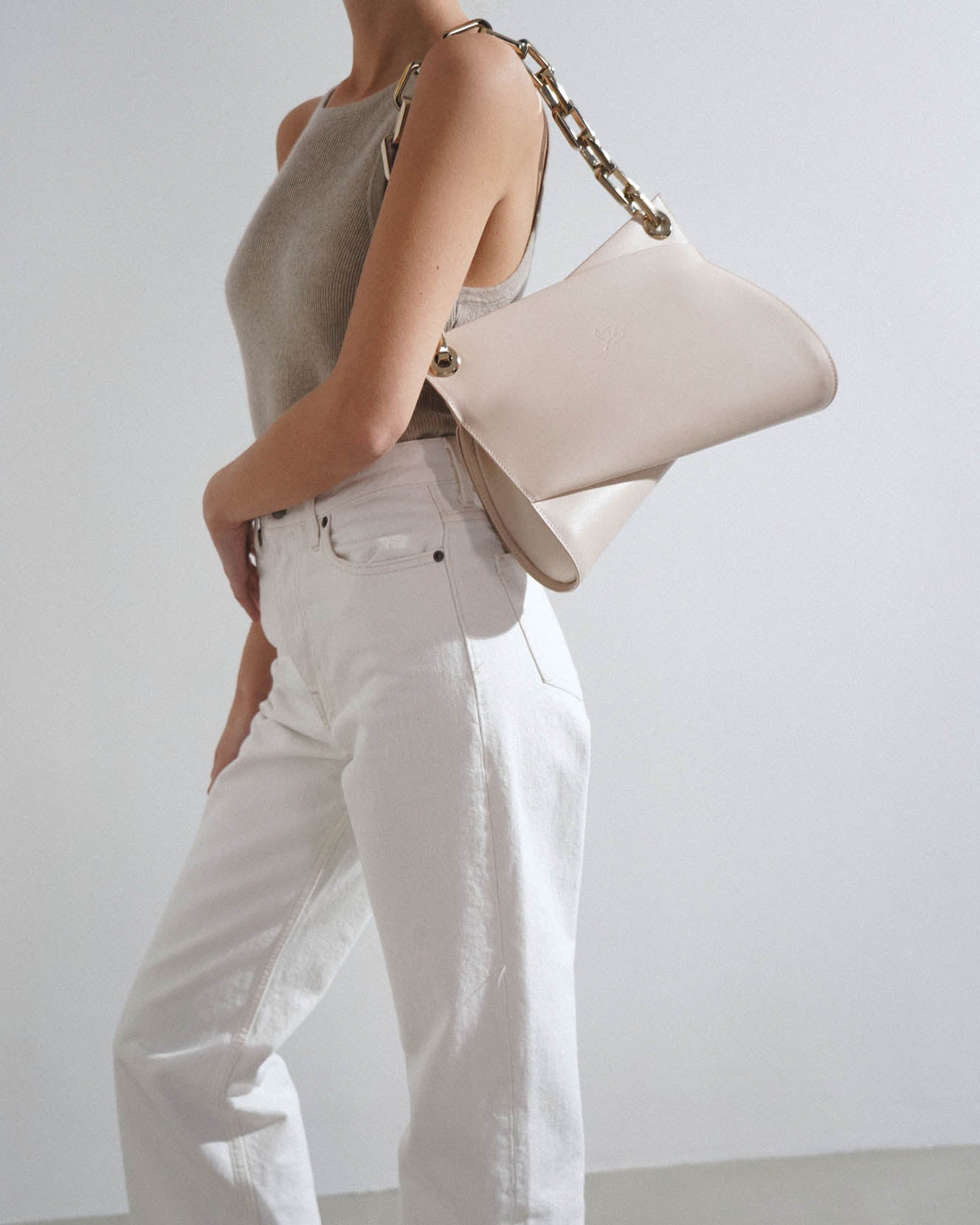 Loubitwist beige leather shoulder bag
