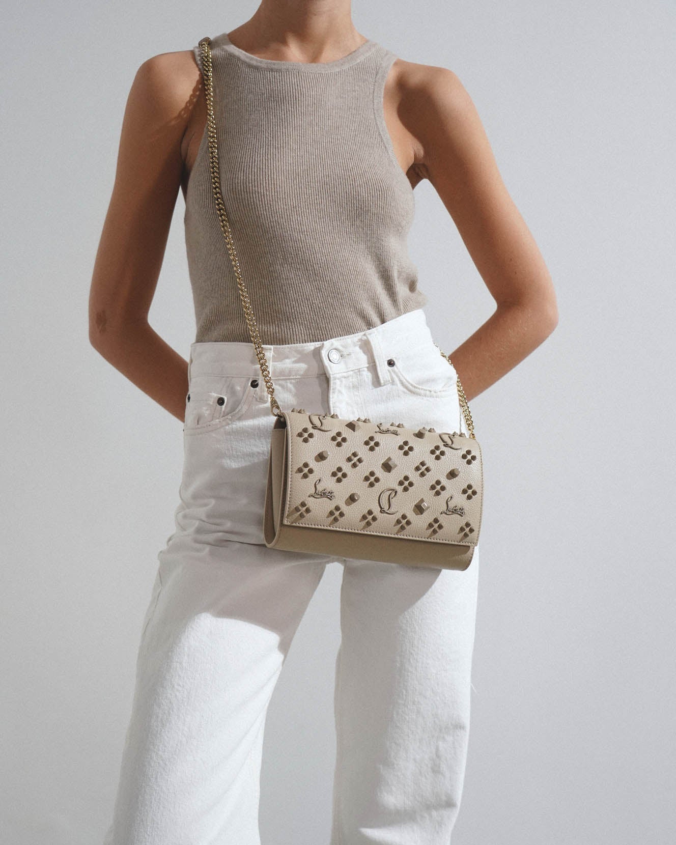 Paloma beige leather clutch