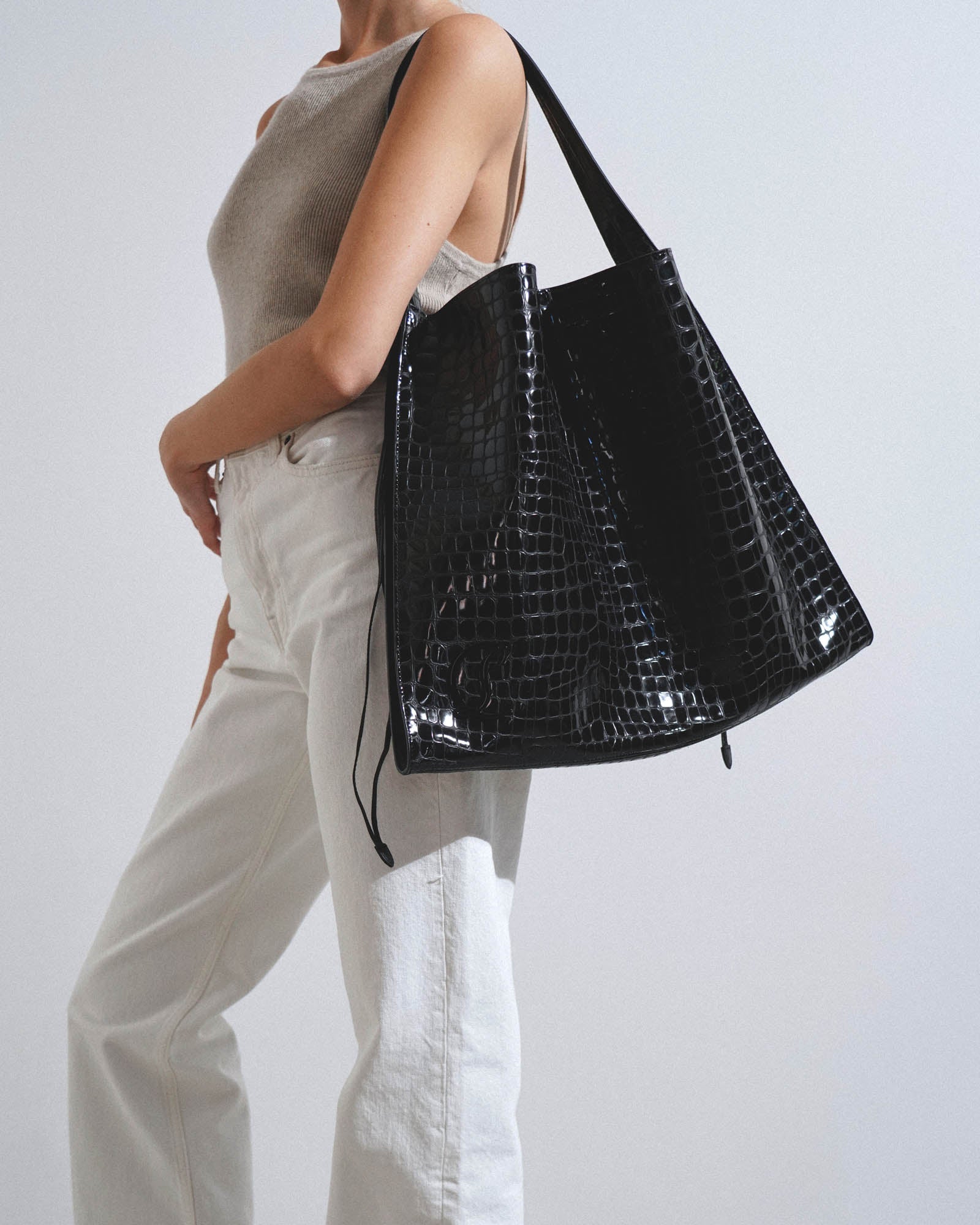 Le 54 black calf ali tote bag