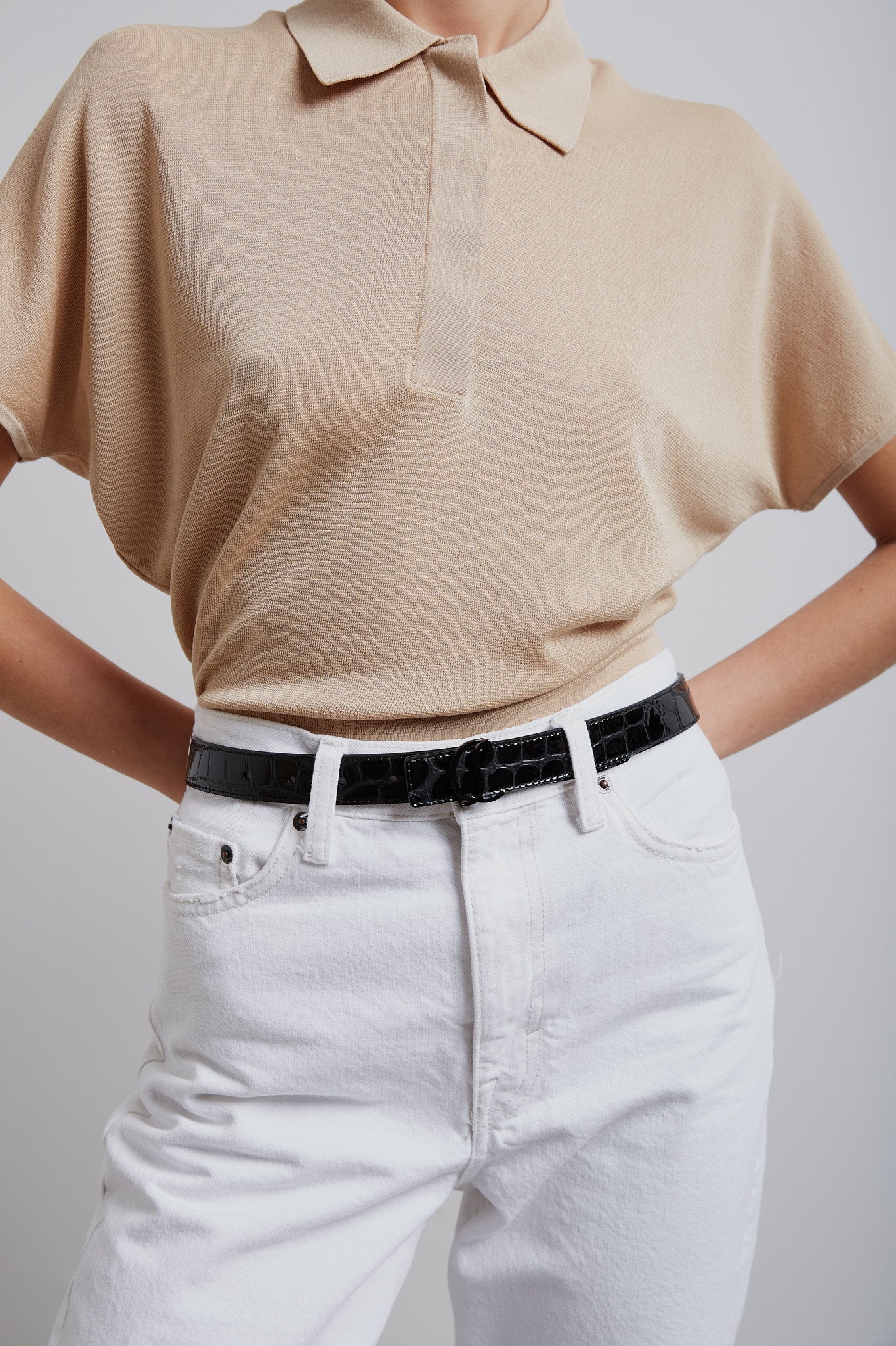 CL 25mm logo calf ali black belt