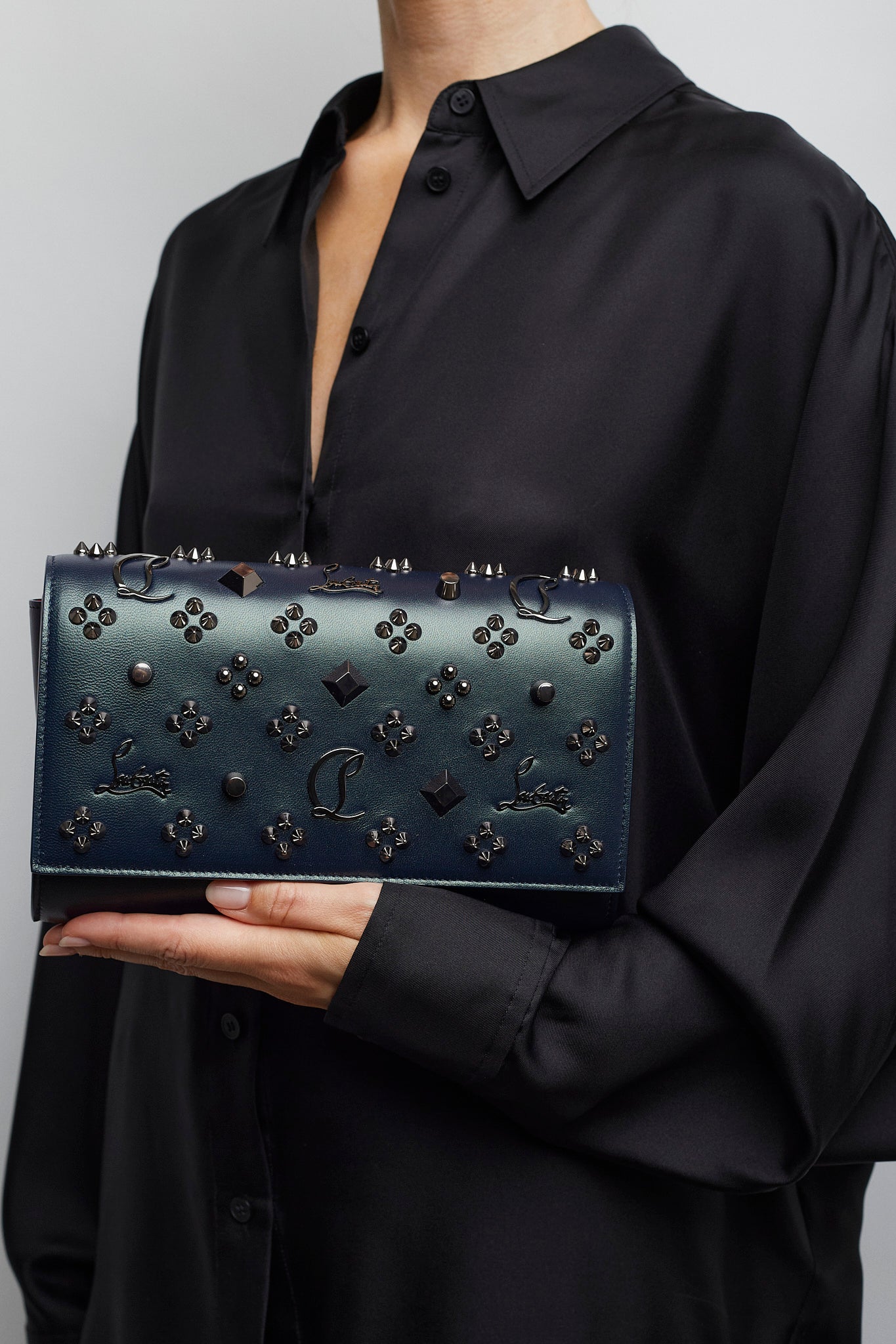 Paloma dark green leather clutch