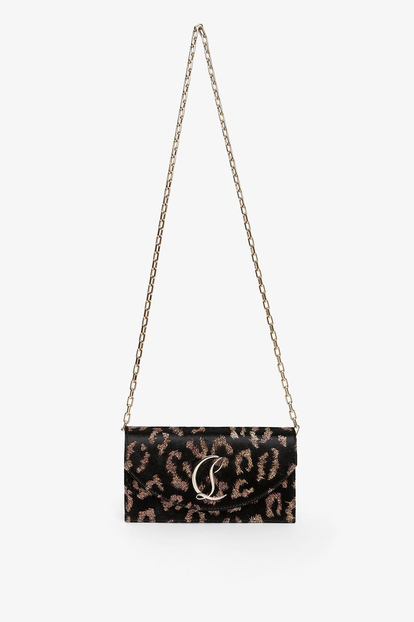 Loubi54 leopard velvet clutch
