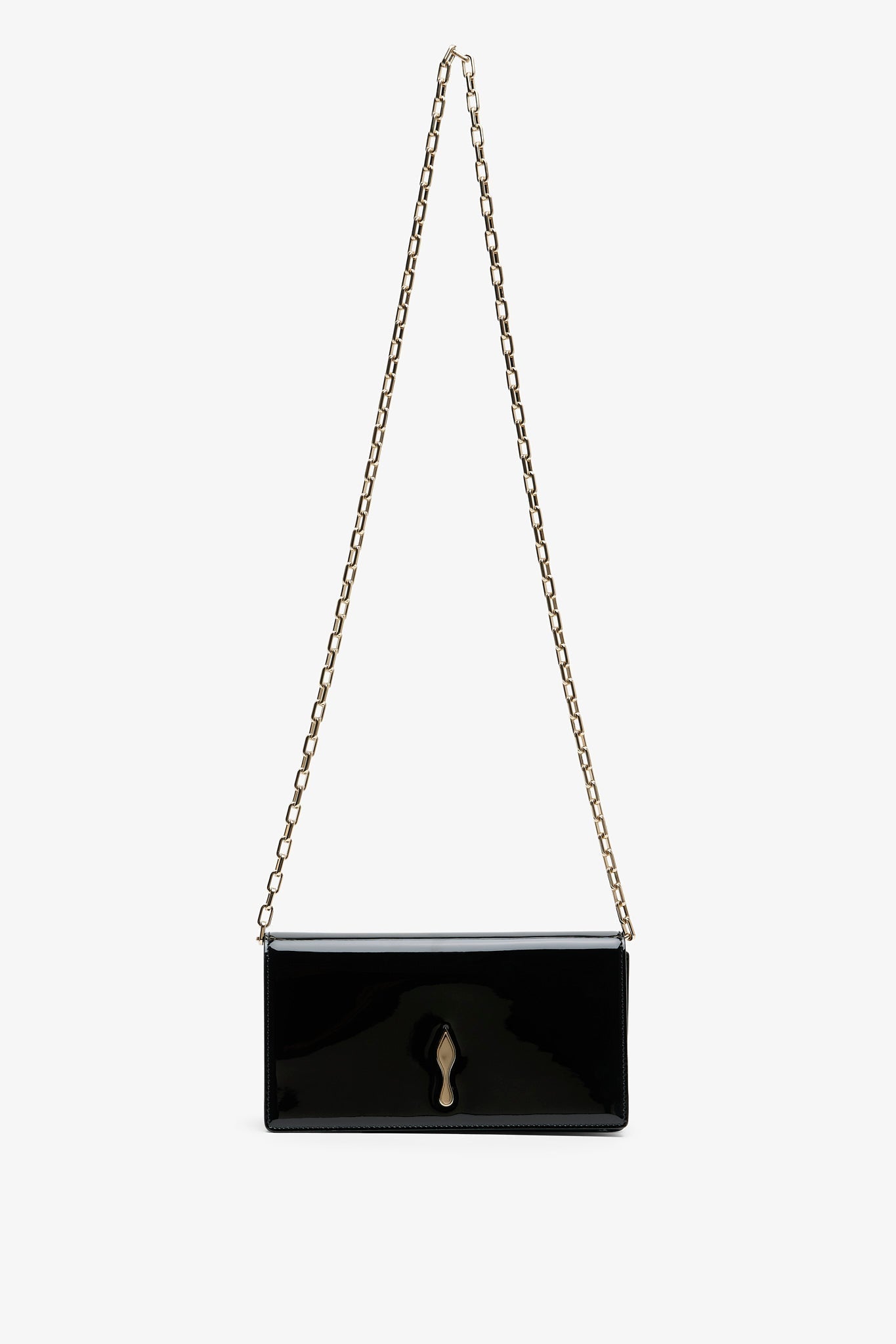 Bettina black patent clutch