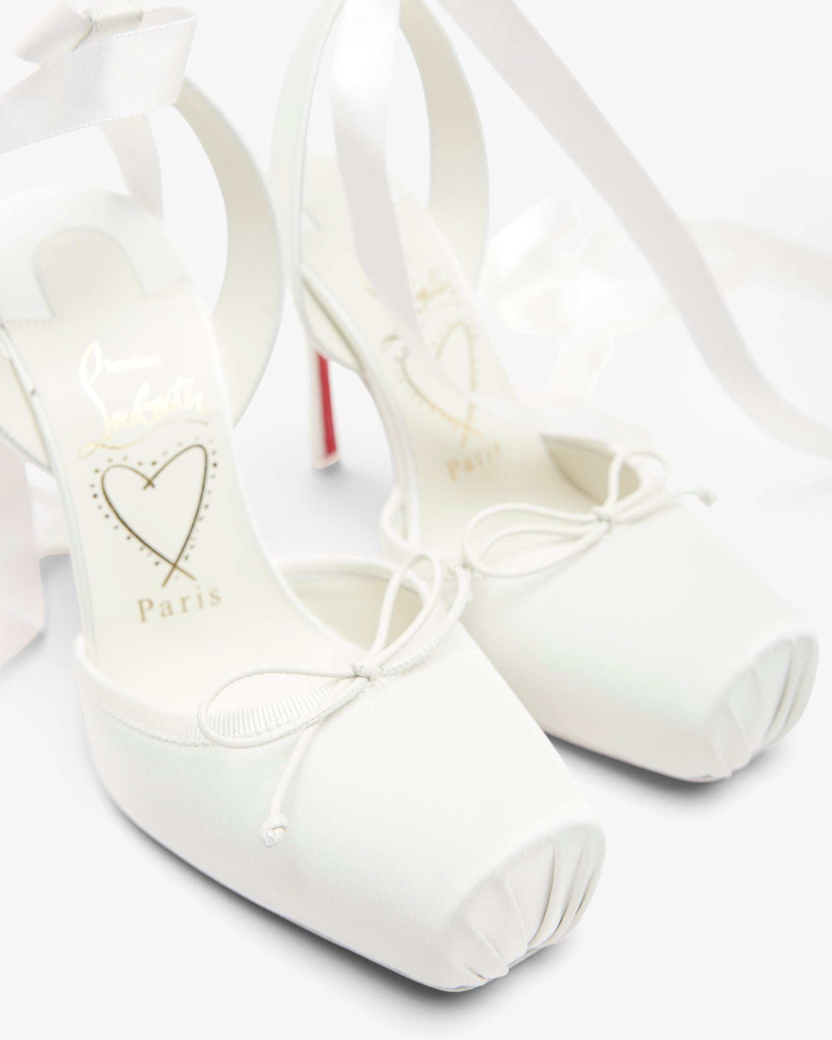 Cassia Lace Up 100 Ivory Satin Pumps