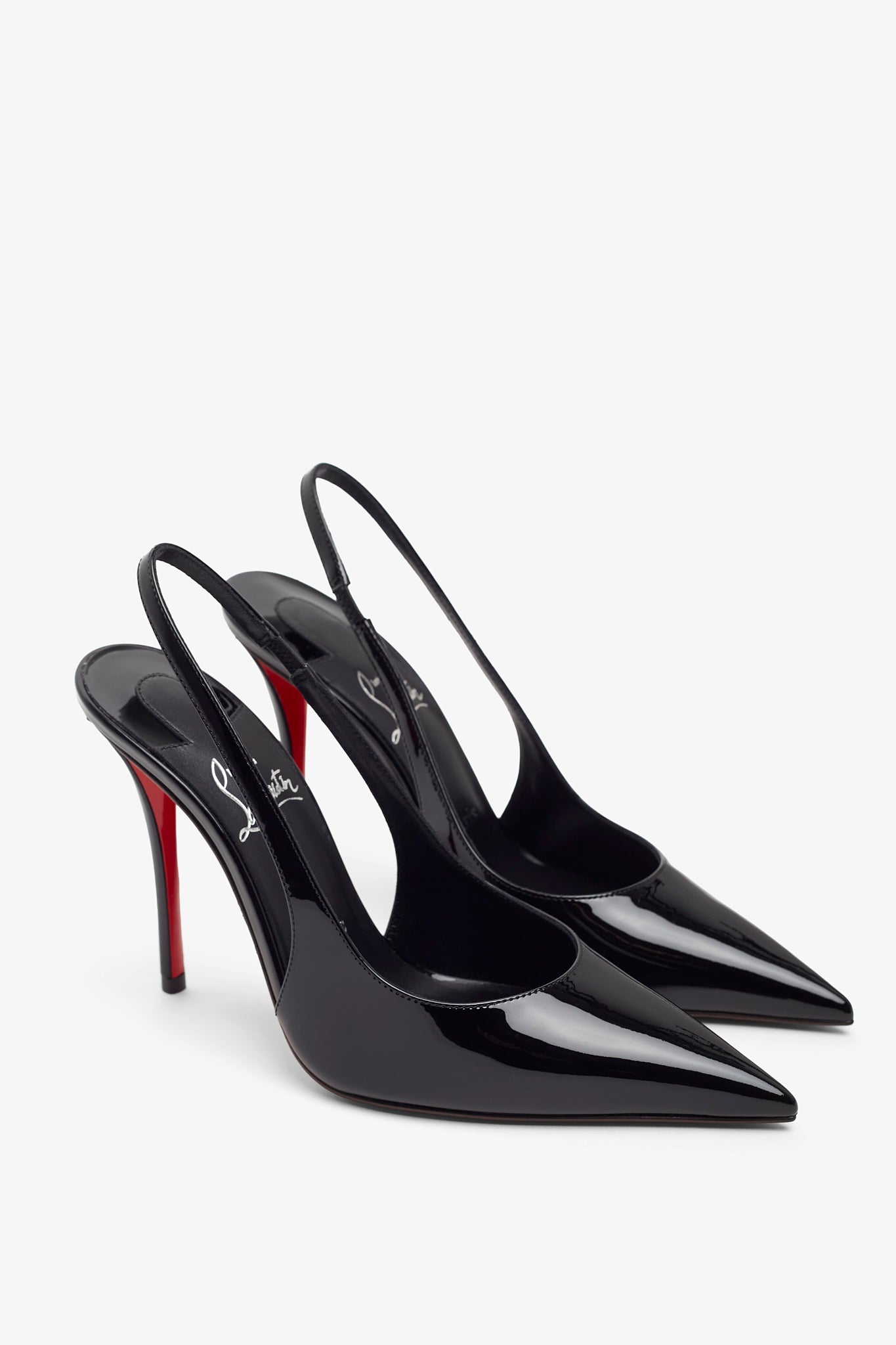 Miss Z 100 black patent slingback pumps