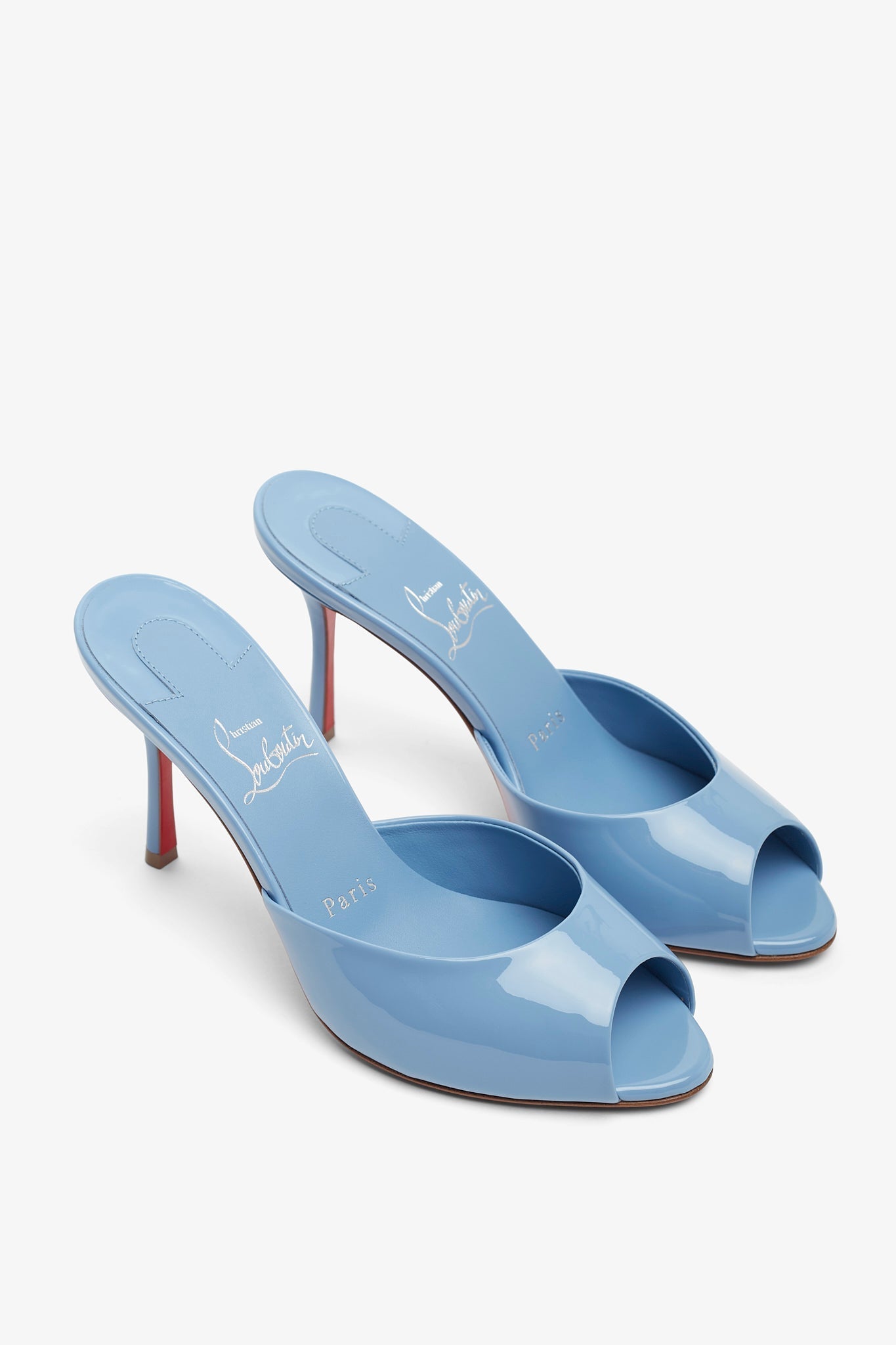 Me Dolly 85 Light Blue Patent Mules