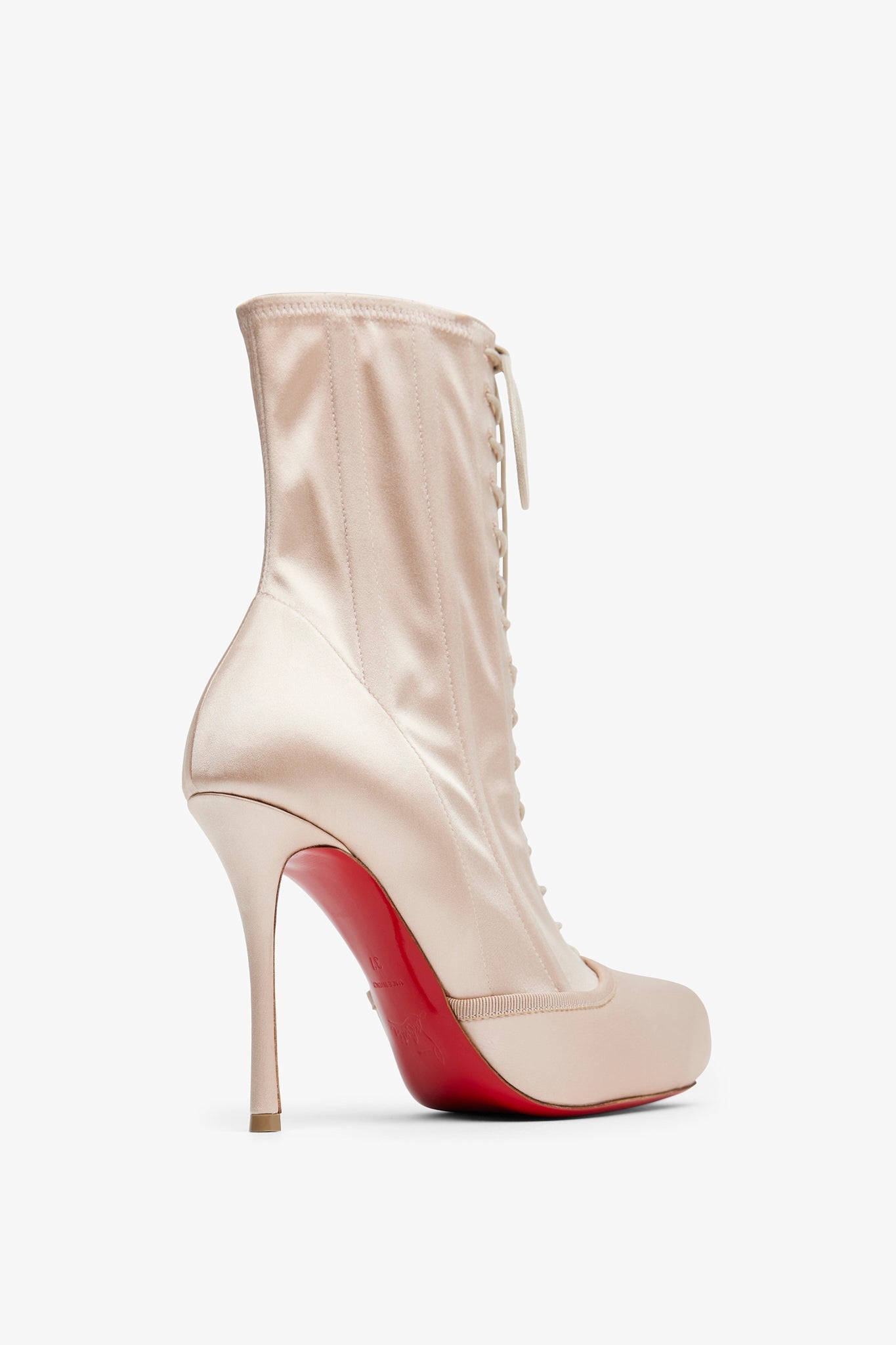 Pavlova 100 Lace Up Blush Satin Boots