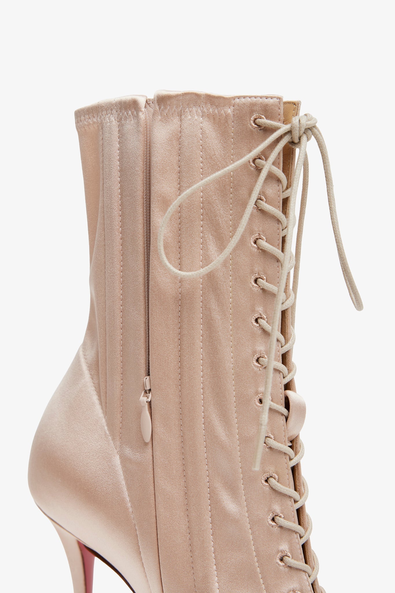 Pavlova 100 Lace Up Blush Satin Boots