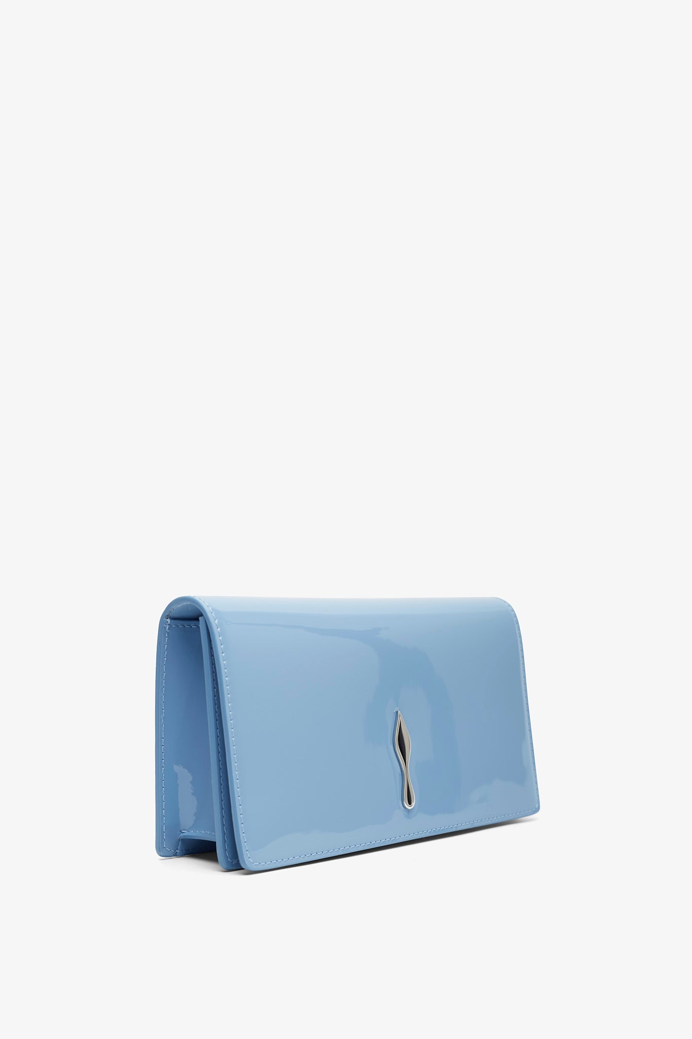 Bettina light blue patent clutch