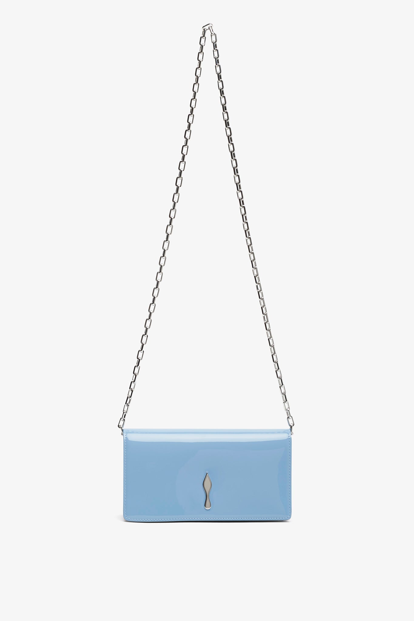 Bettina light blue patent clutch