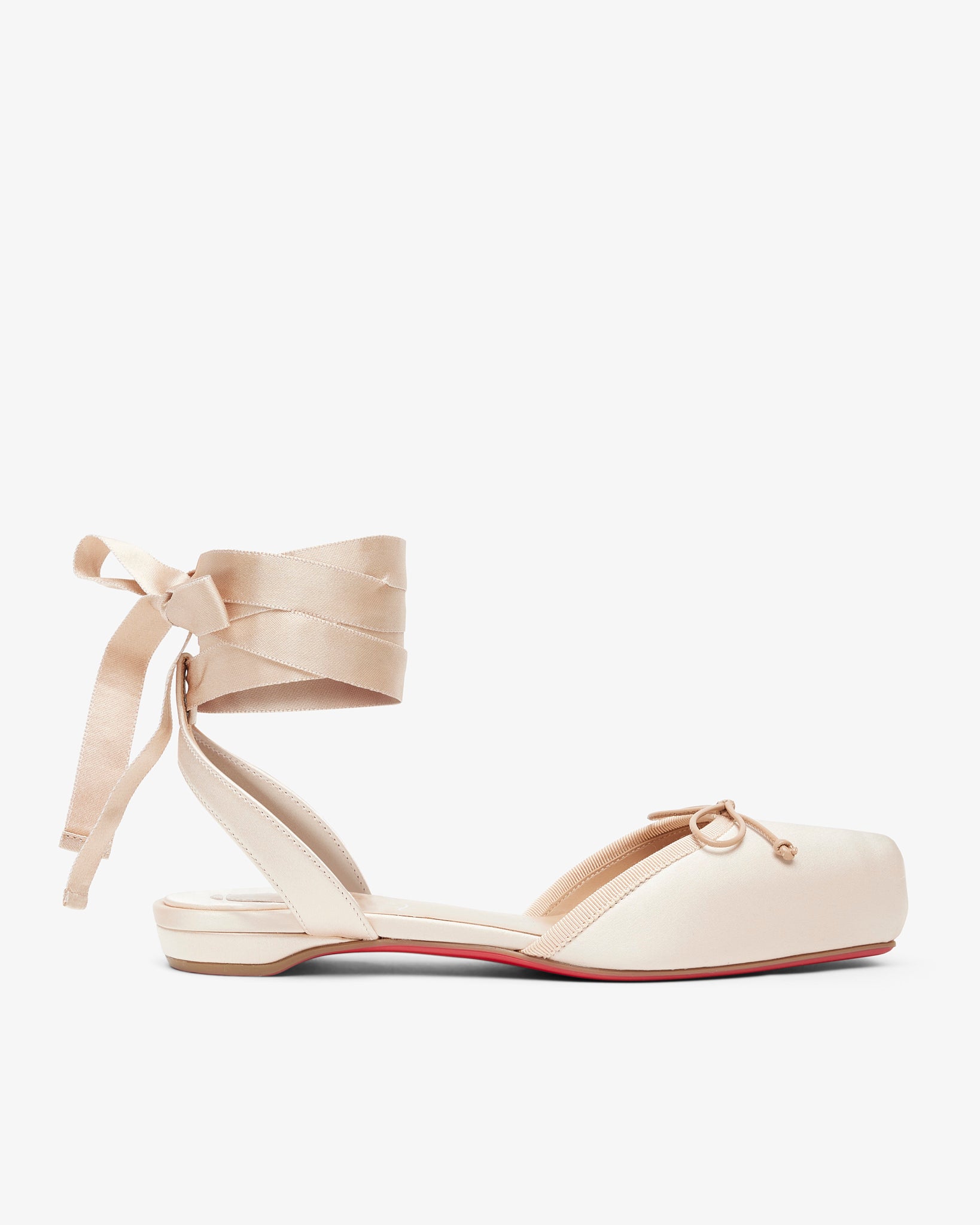Cassia lace up blush satin flats