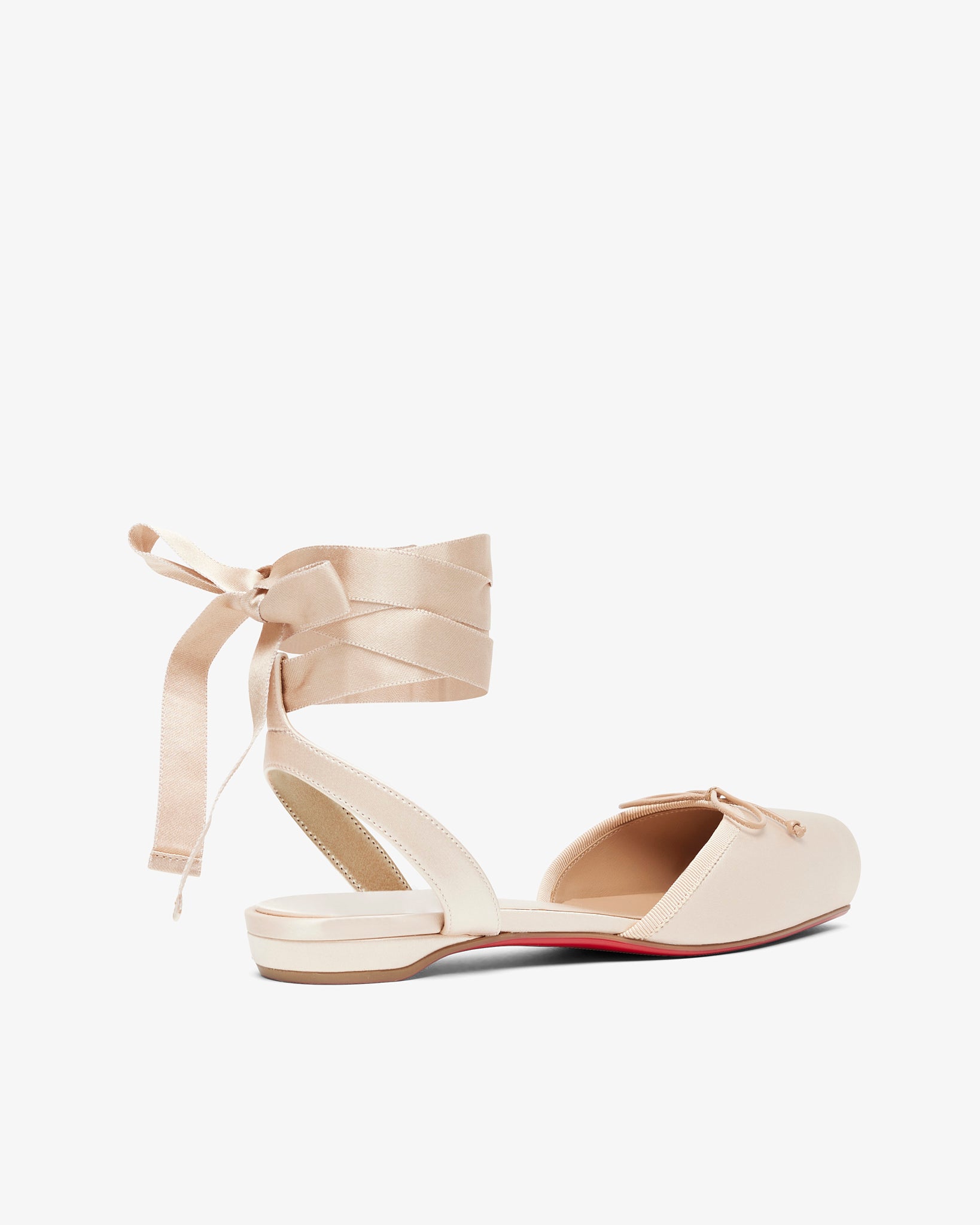 Cassia lace up blush satin flats