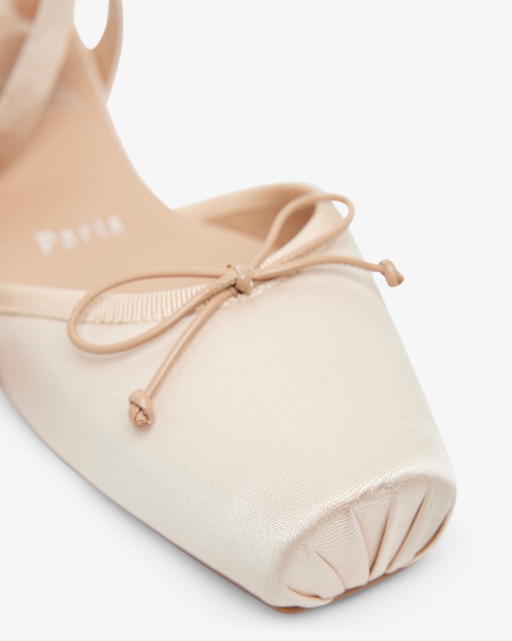 Cassia lace up blush satin flats