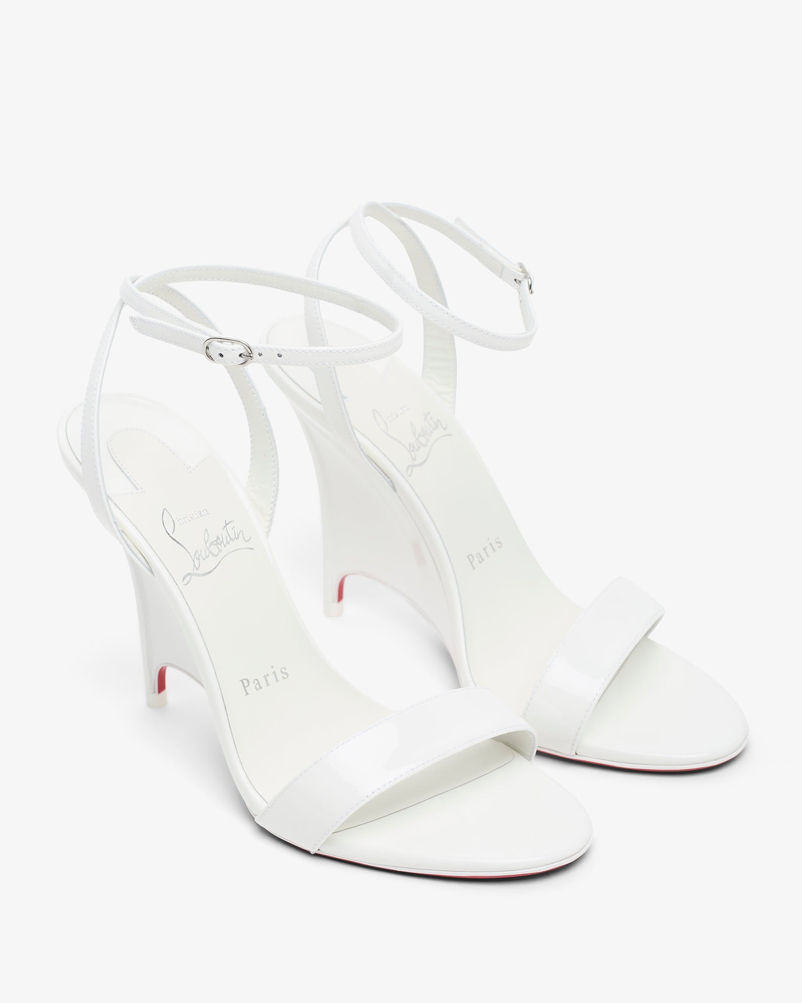 Zeezeenella 100 white patent strappy sandals