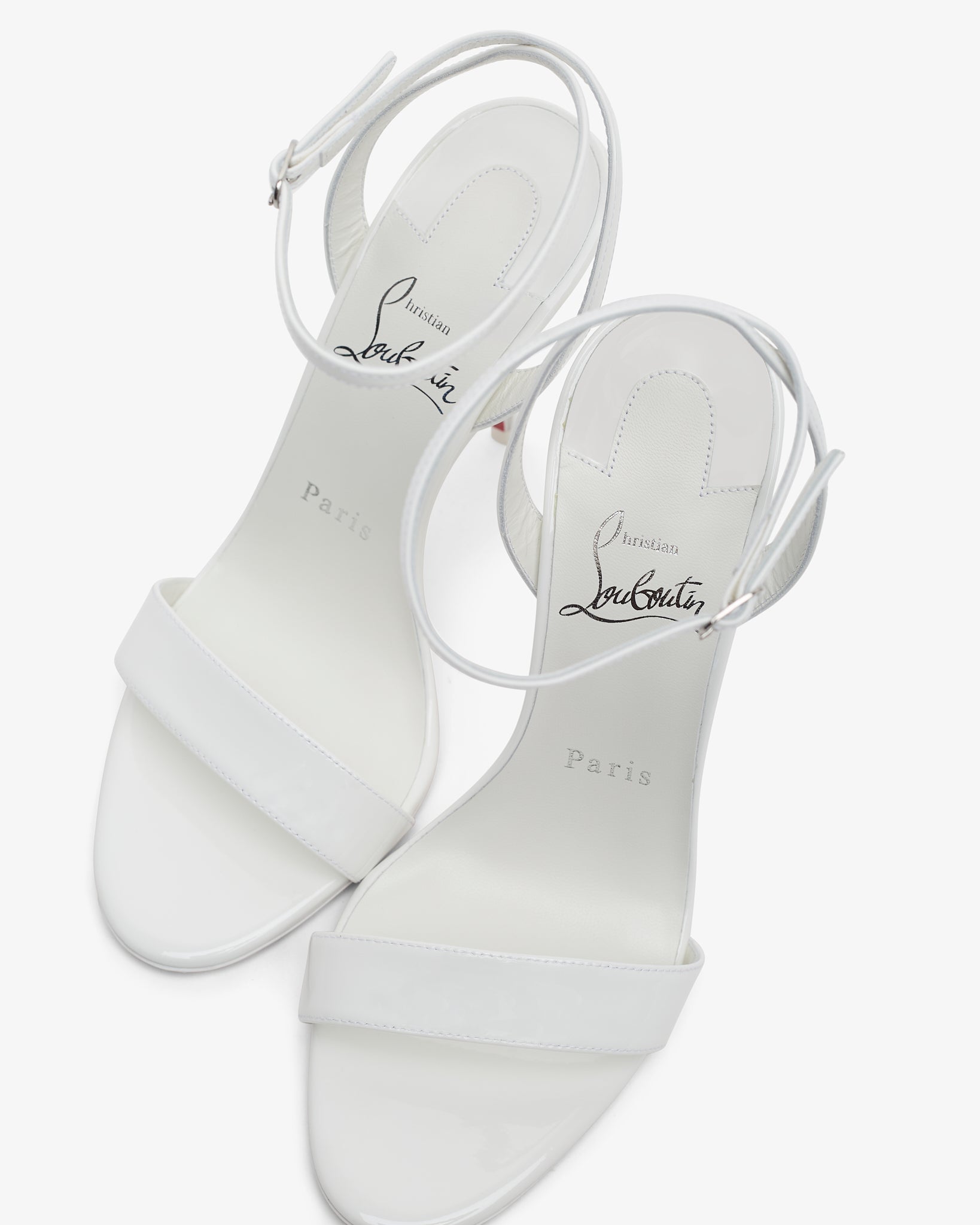 Zeezeenella 100 white patent strappy sandals