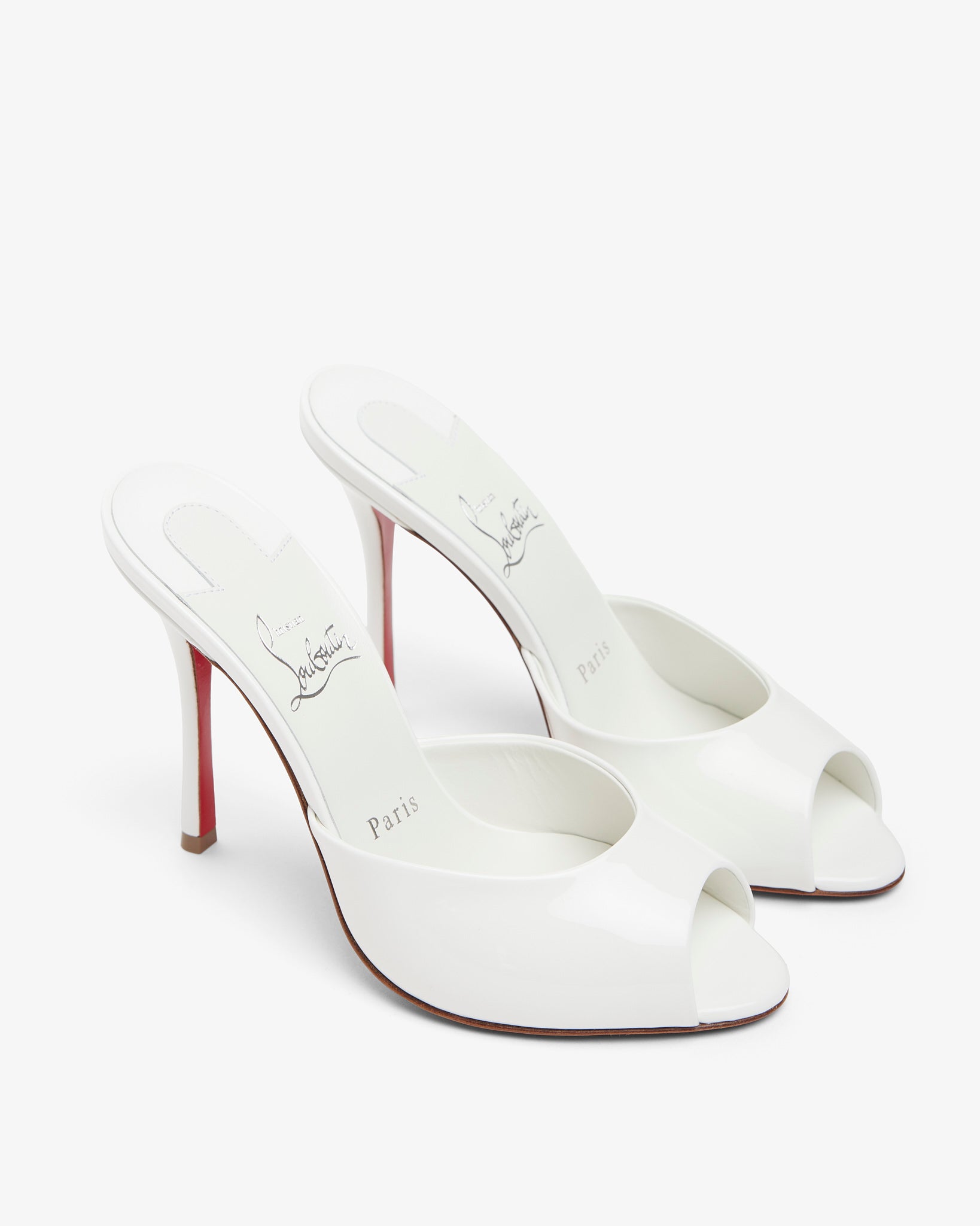 Me Dolly 100 white patent mules