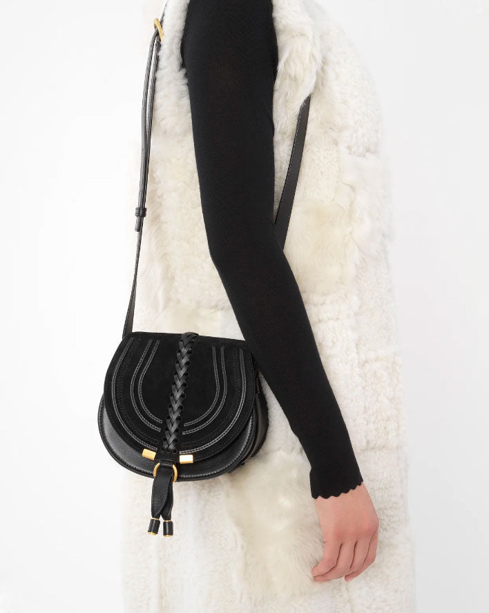 Marcie black suede crossbody bag