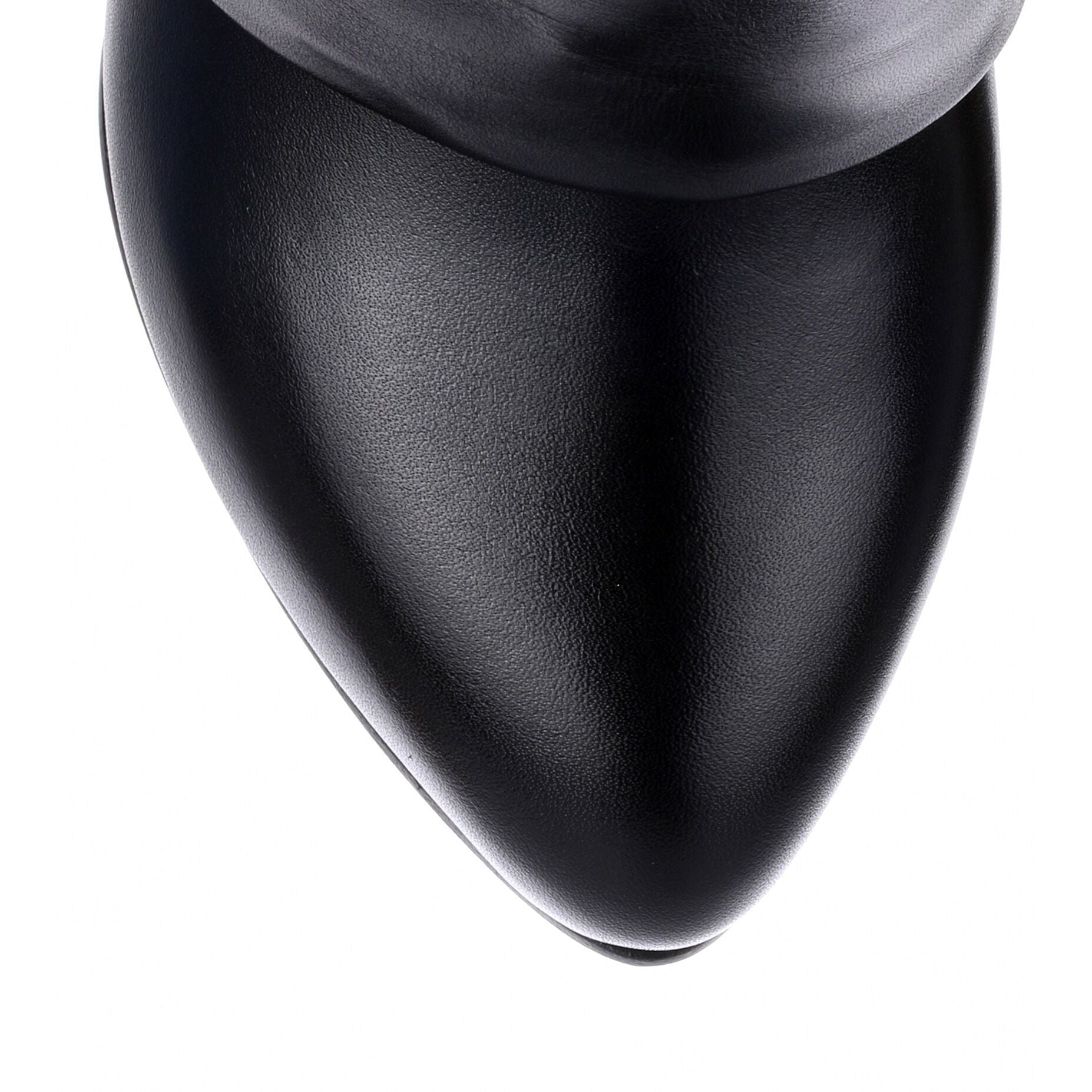 Black fold-over shark lock knee boot