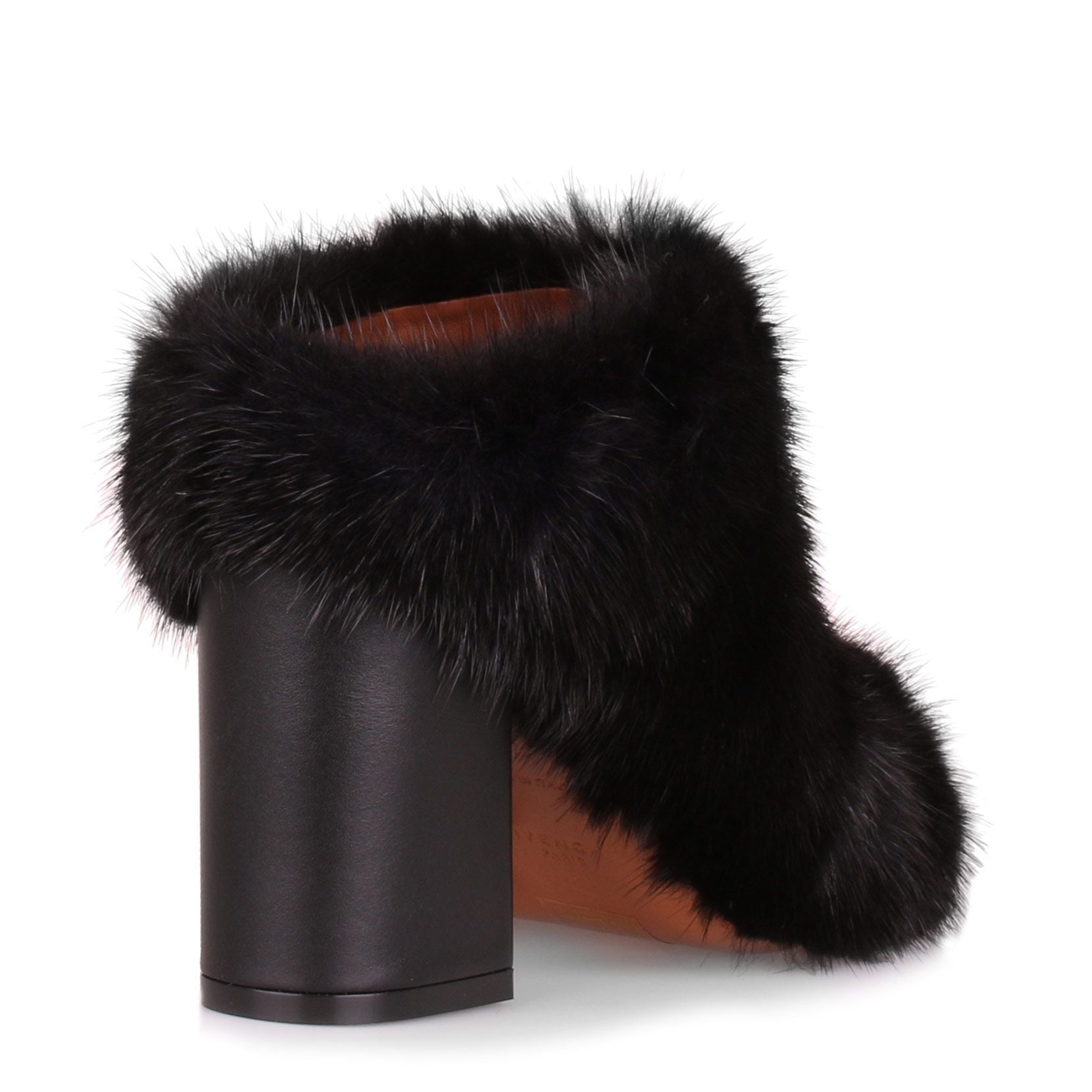 Paris black mink mule