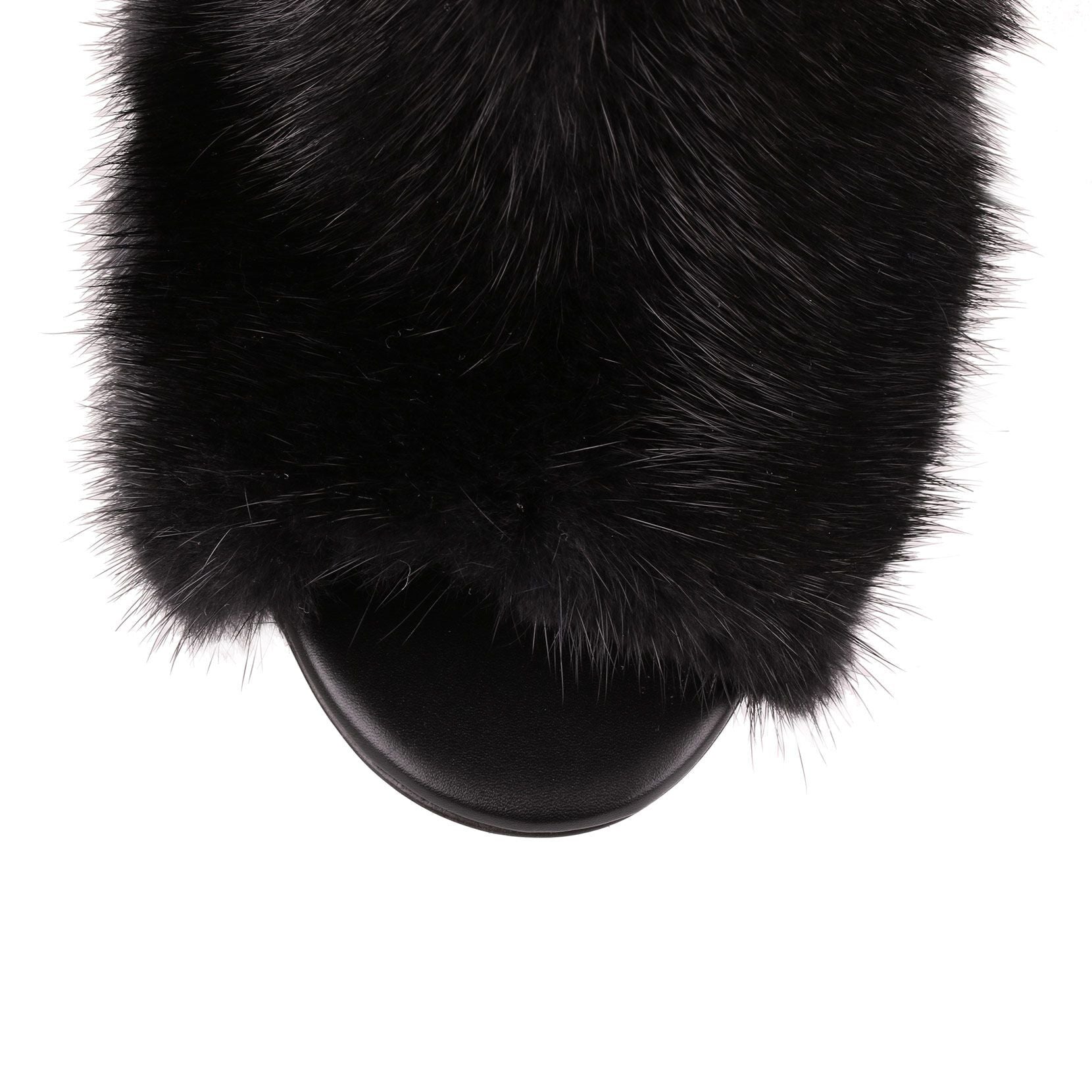 Paris black mink mule