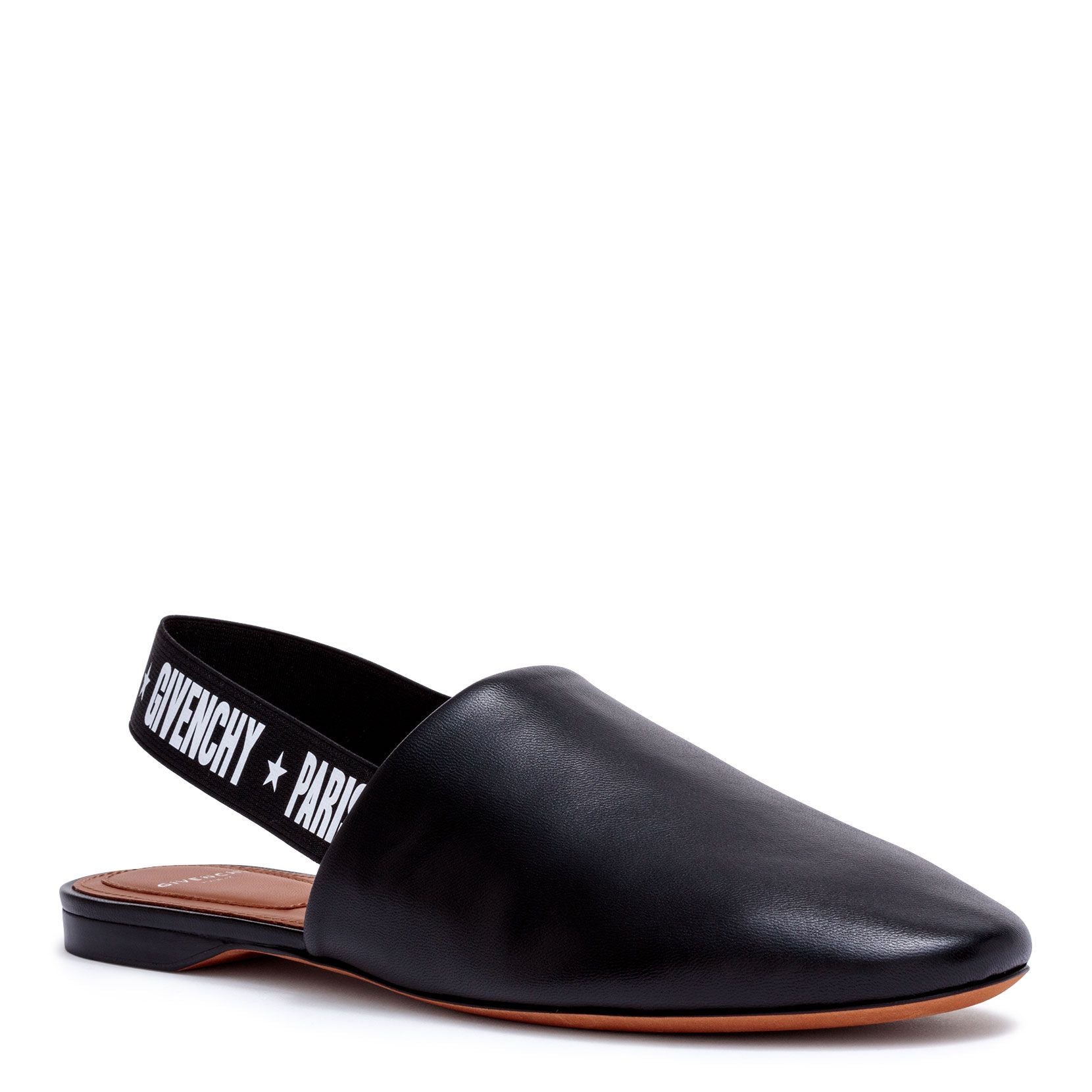 Rivington black leather slingback flats
