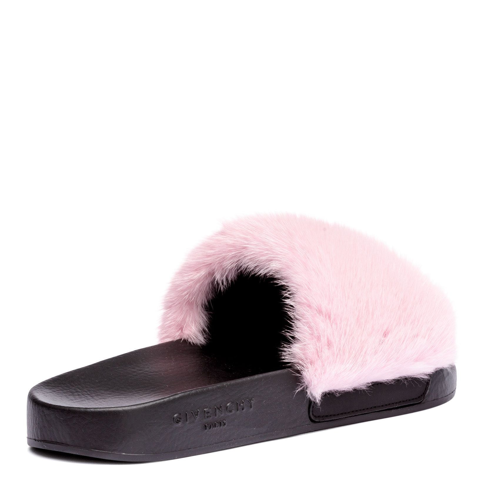 Pink mink slide sandals