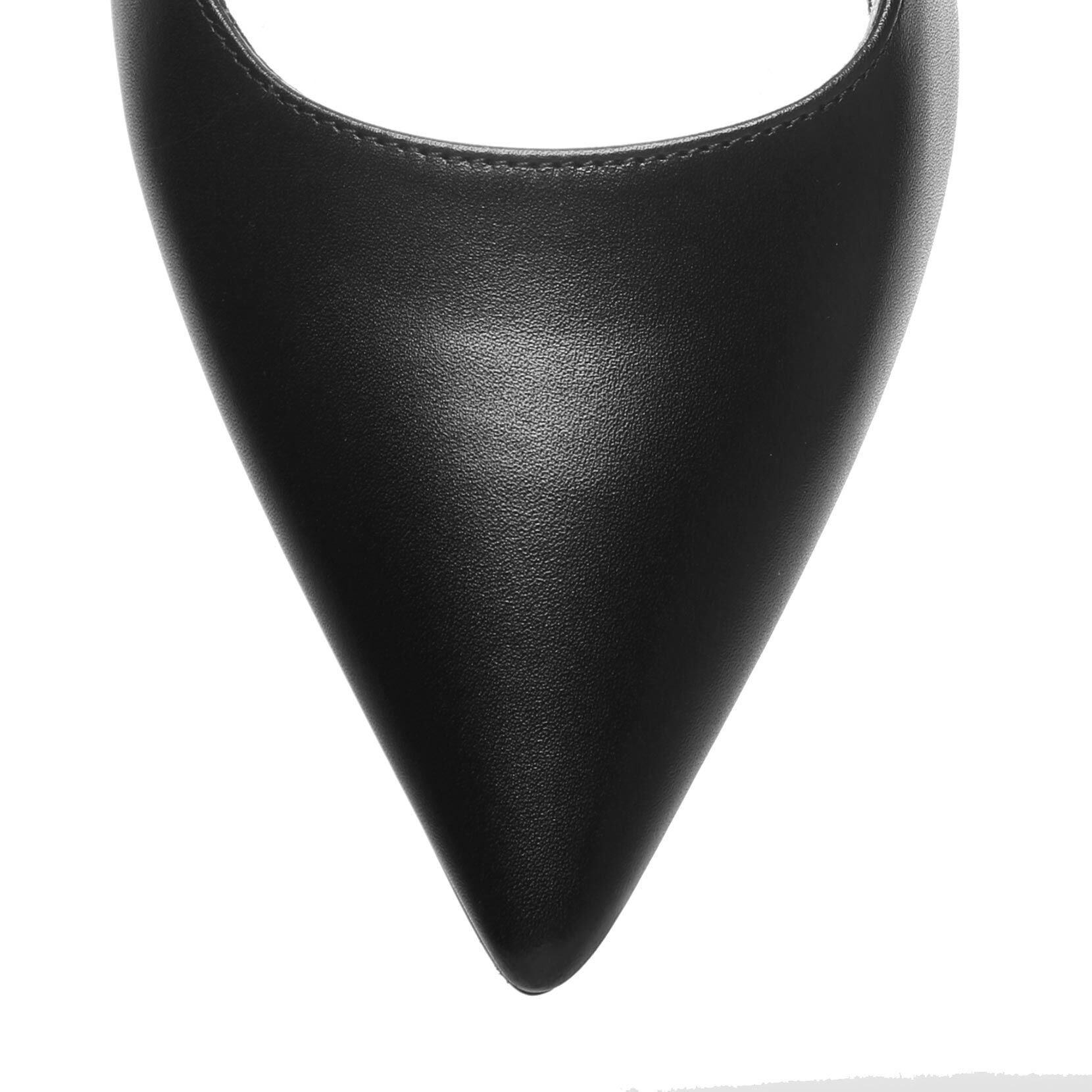 Black leather pumps