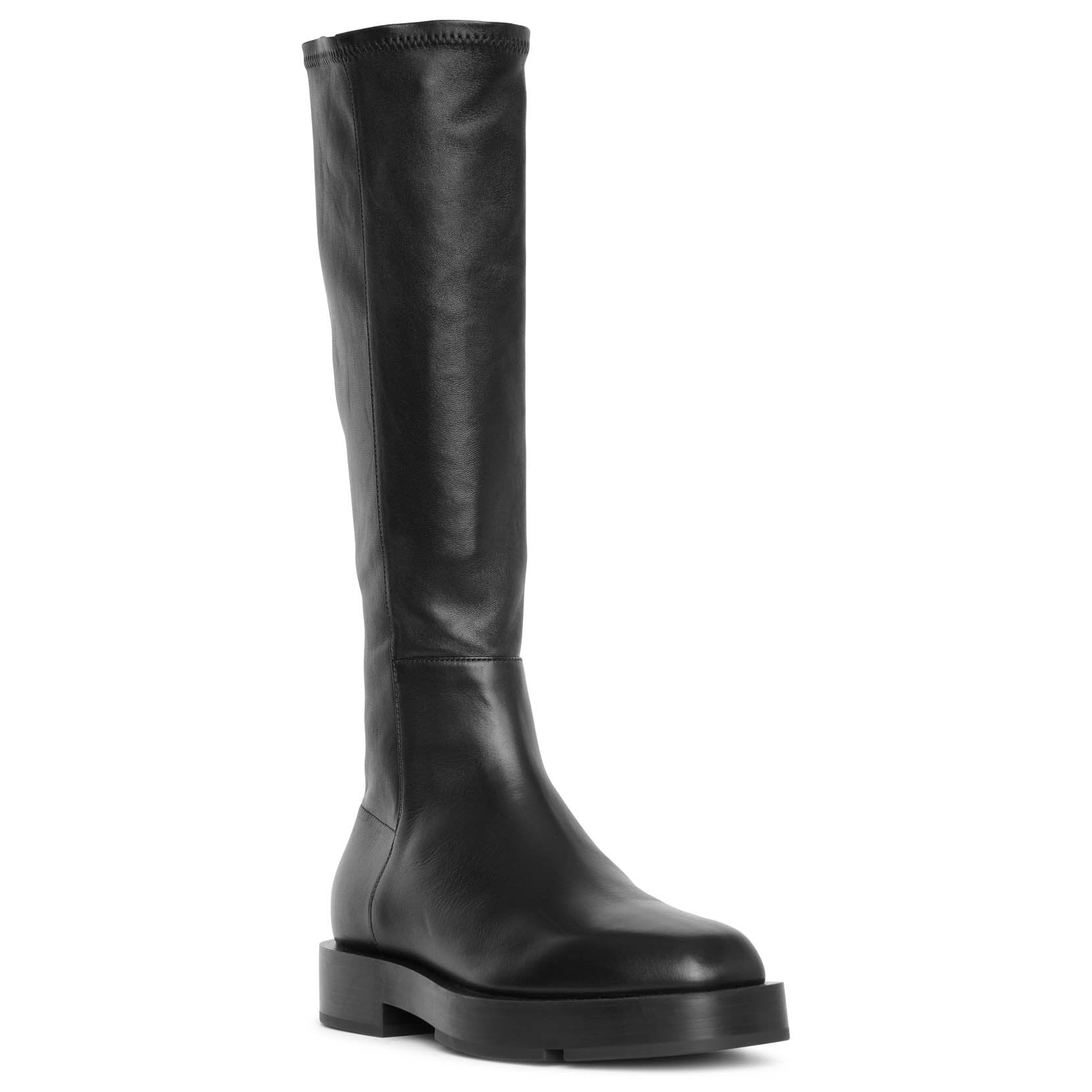 Squared stretch leather boots