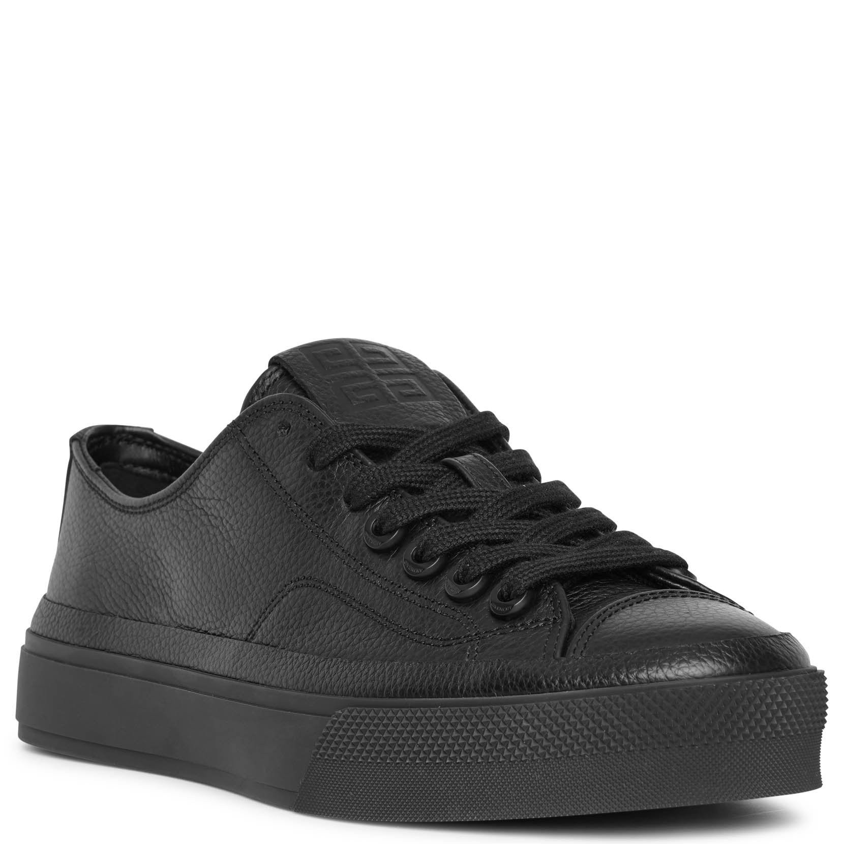 City  black leather sneakers