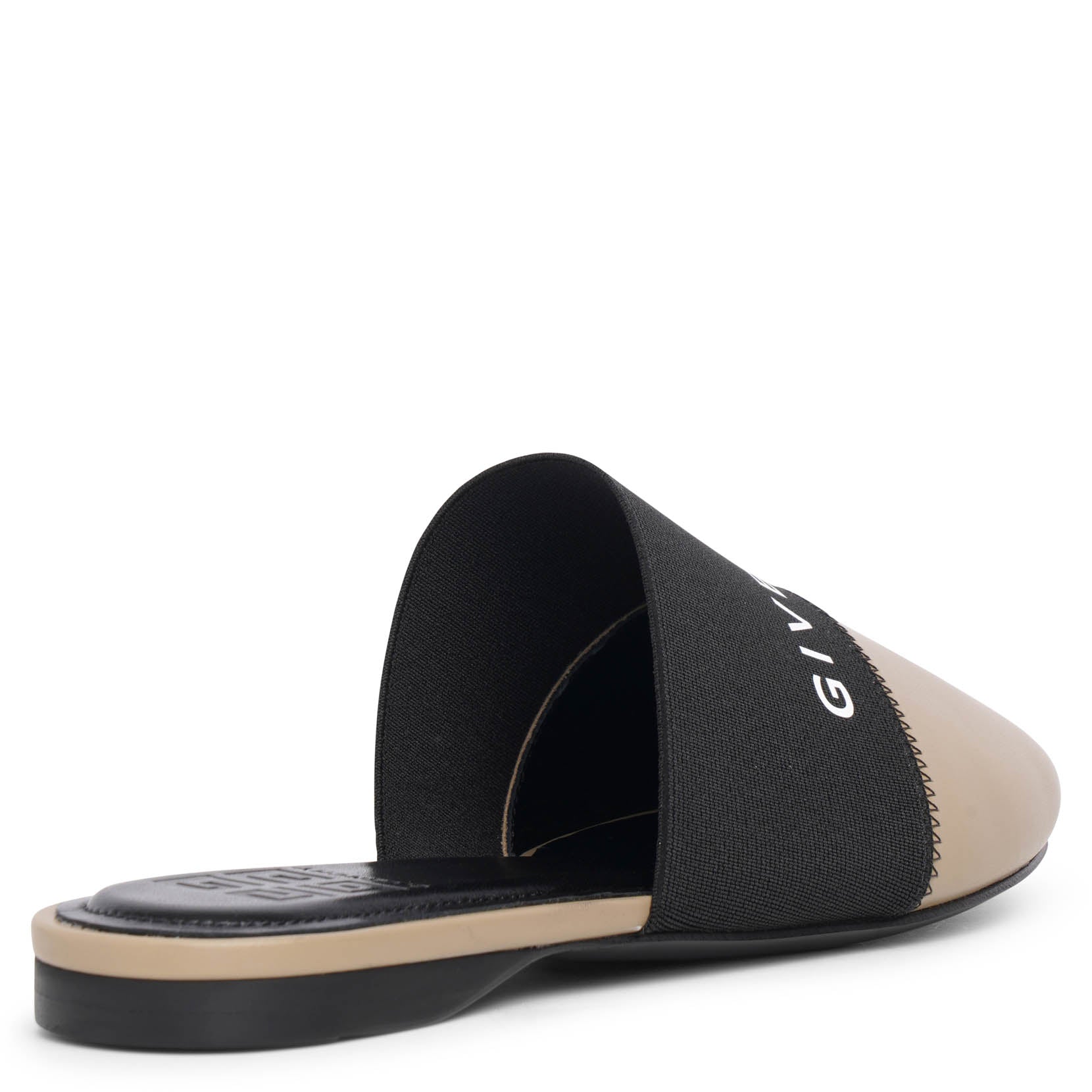 Bedford 4G beige and black flat mules