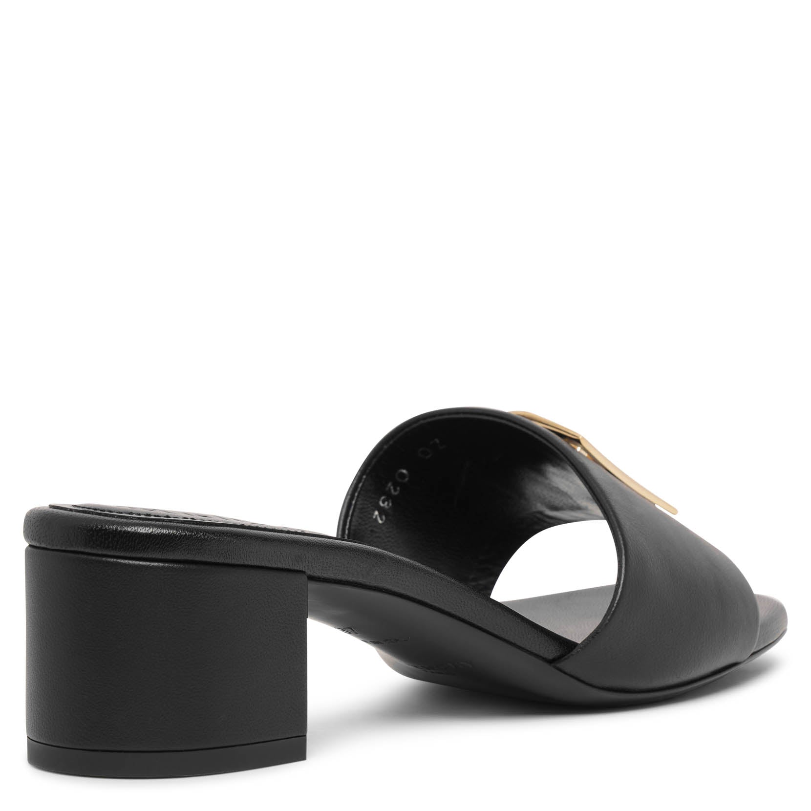 4G black leather mule sandals