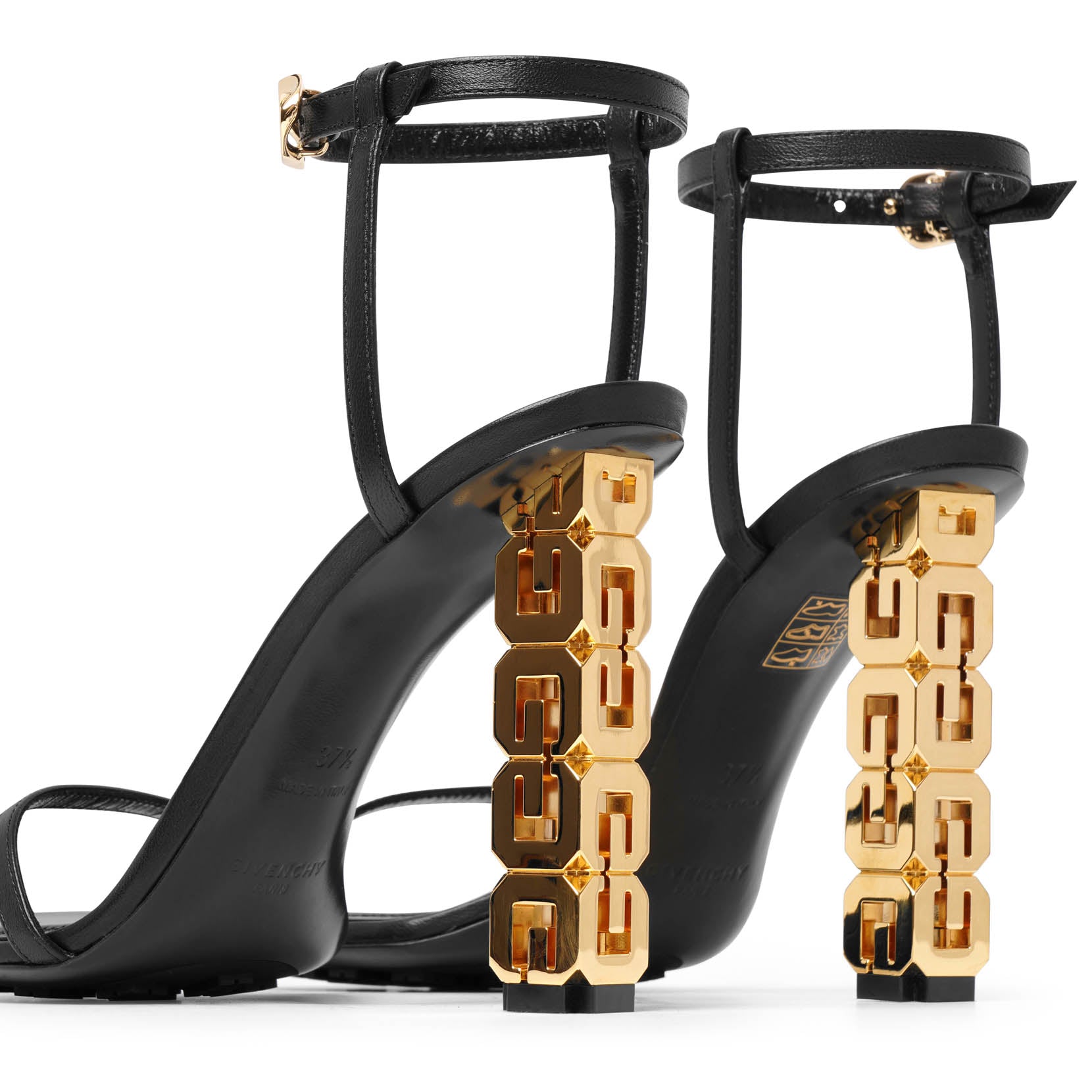 G Cube 105 black leather sandals
