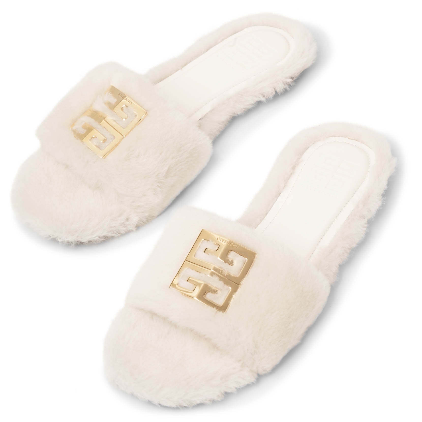4G white fur flats