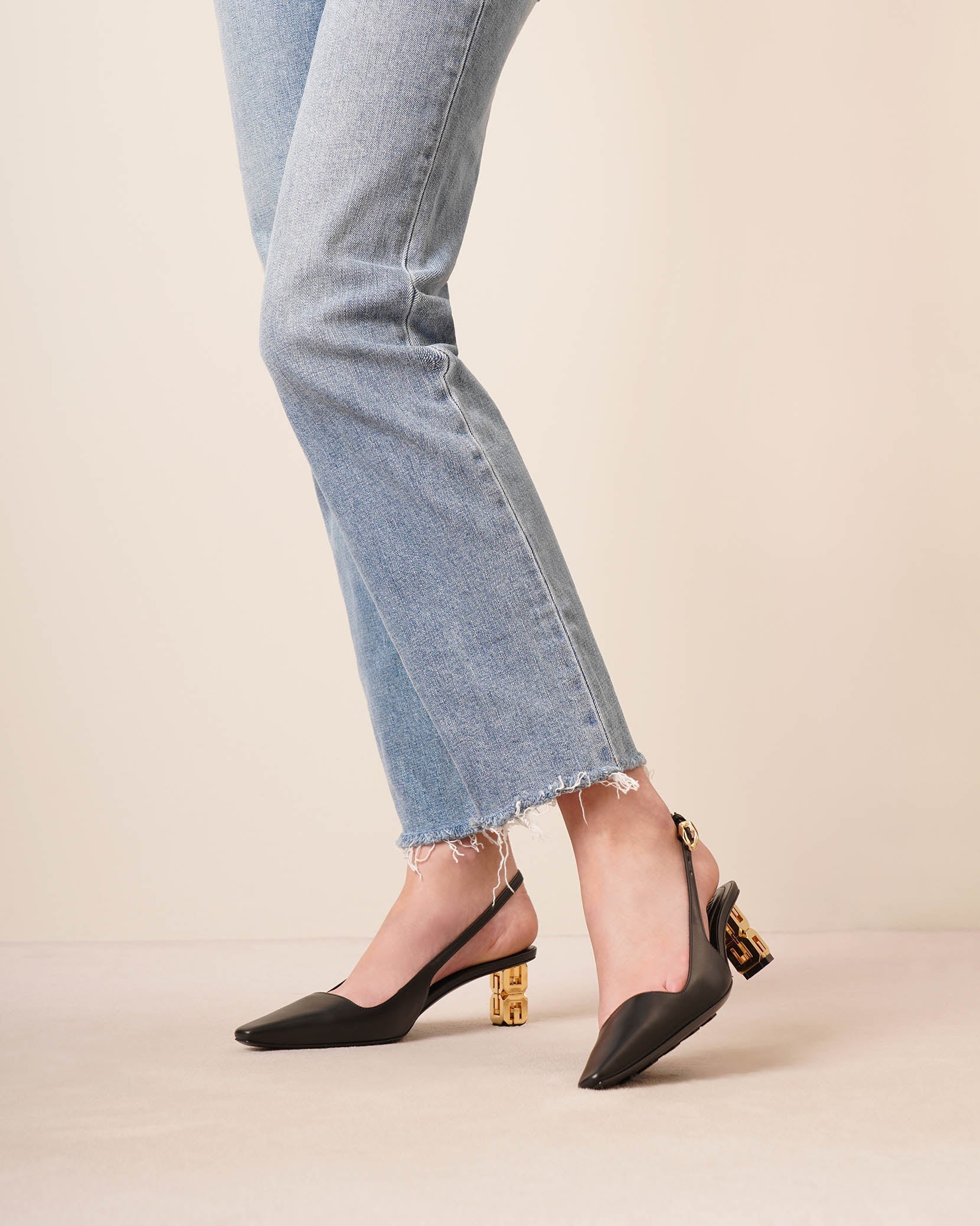 G Cube 50 black slingback pumps