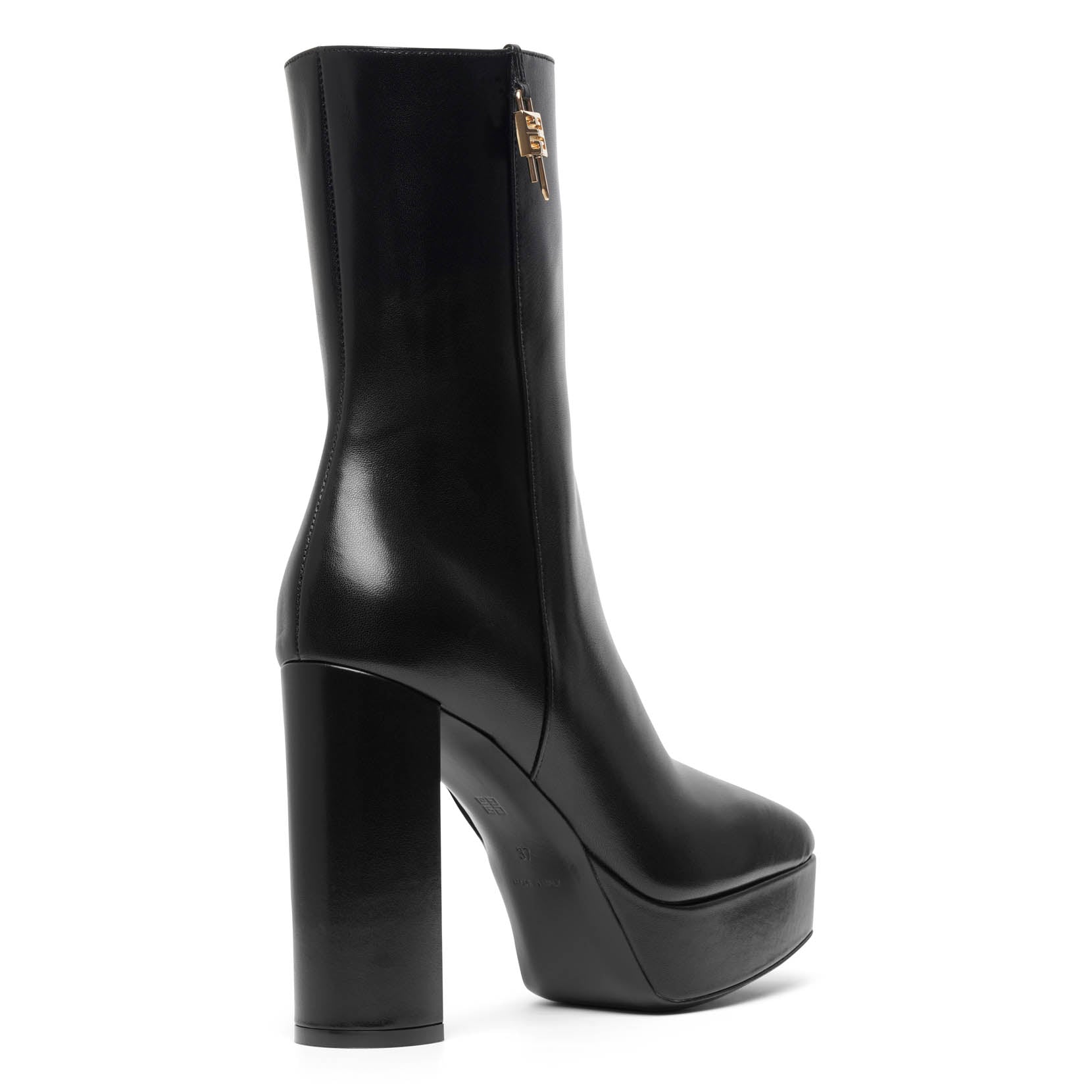 G Lock black platform ankle boots