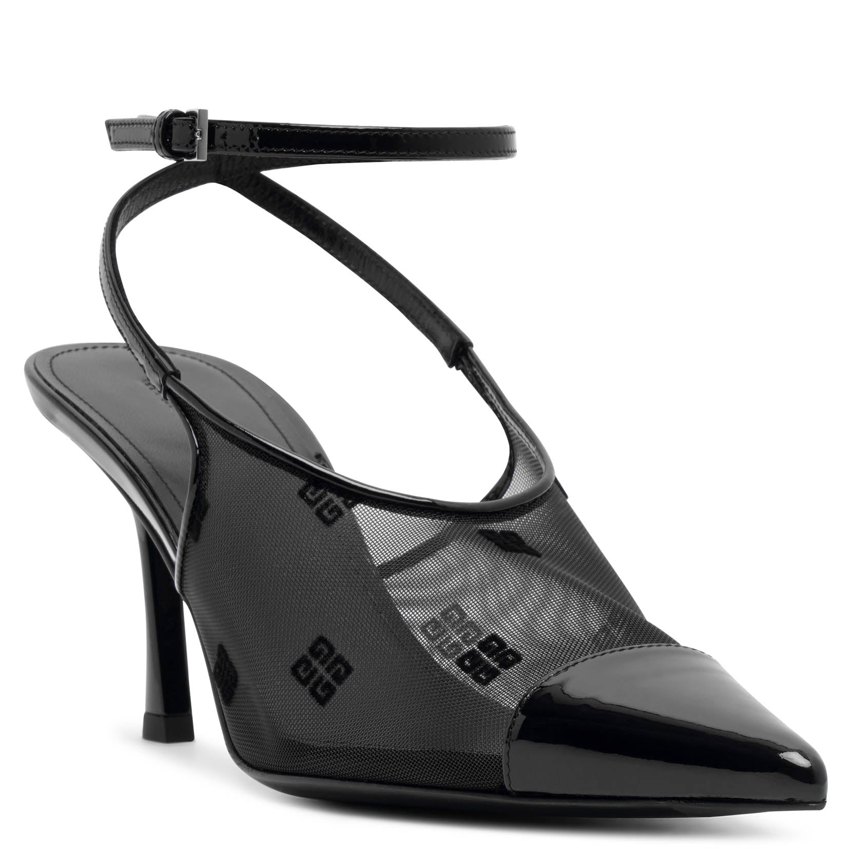 Show 75 black mesh slingbacks
