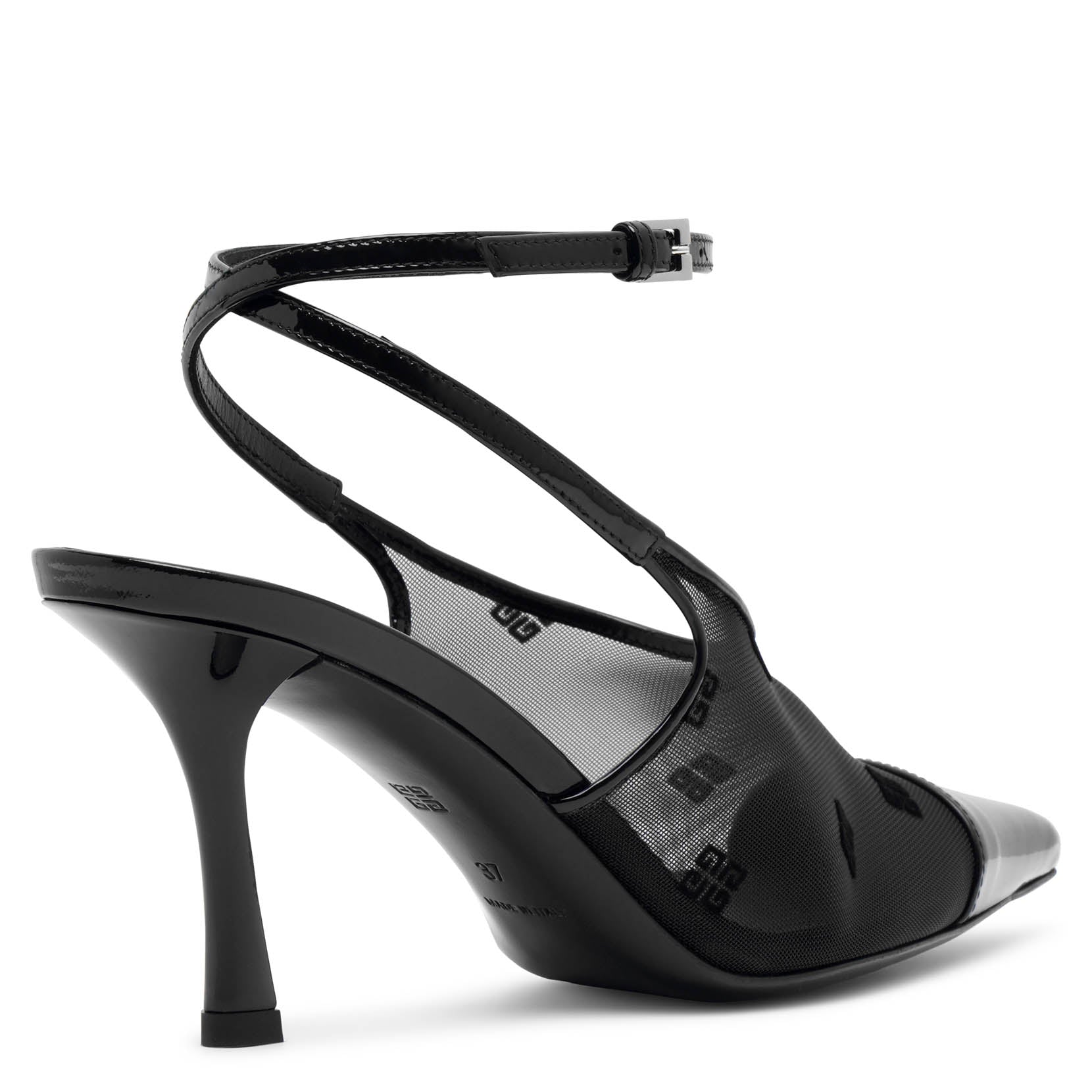 Show 75 black mesh slingbacks