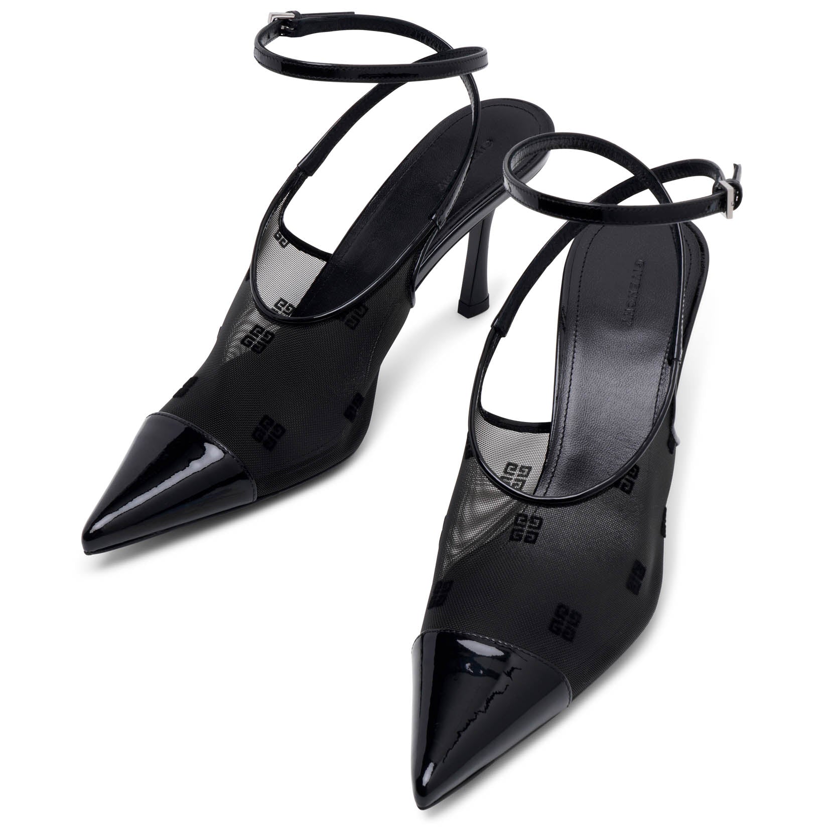 Show 75 black mesh slingbacks