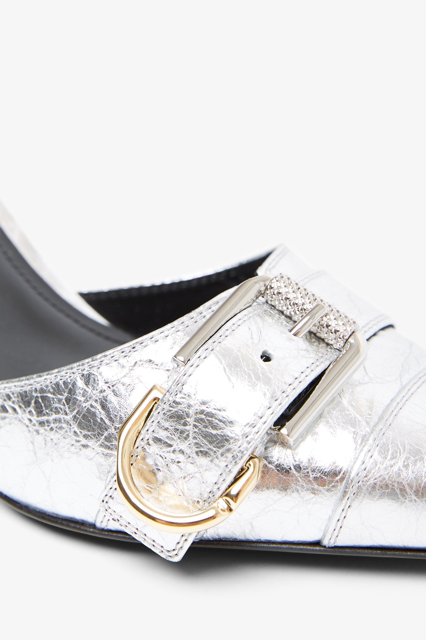 Voyou silver slingback pumps