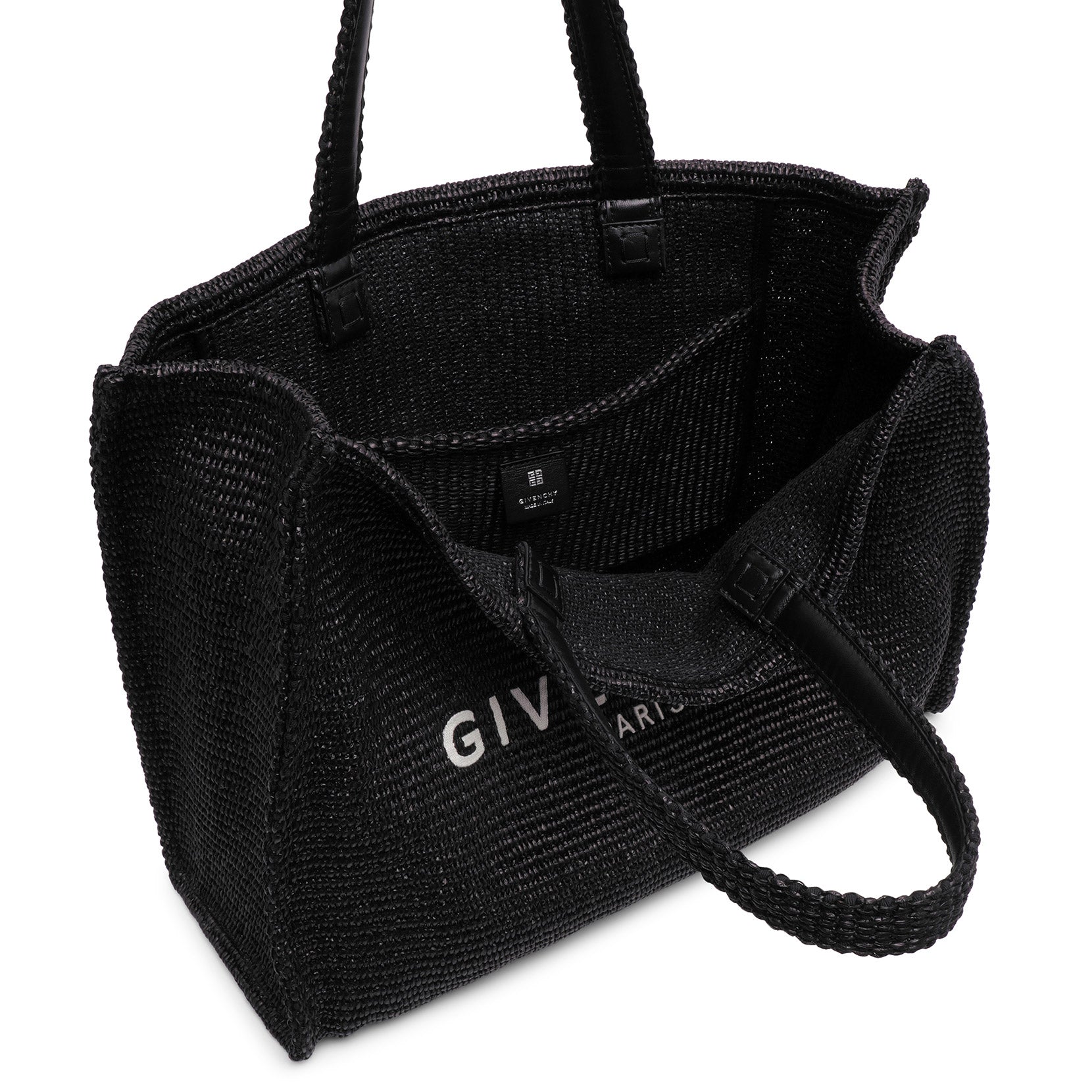 G-tote black raffia tote bag