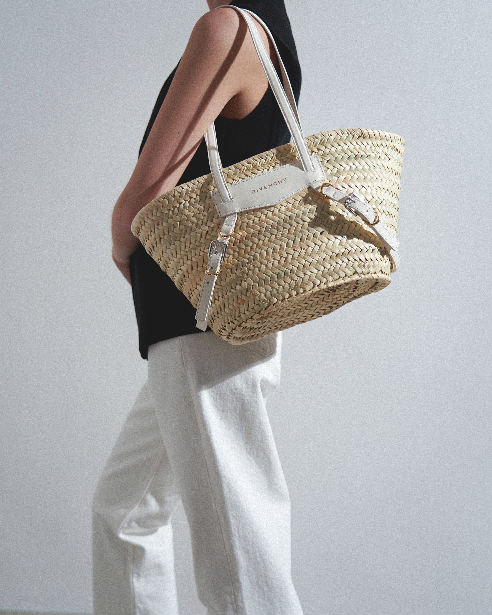 Plage Voyou raffia small white bag