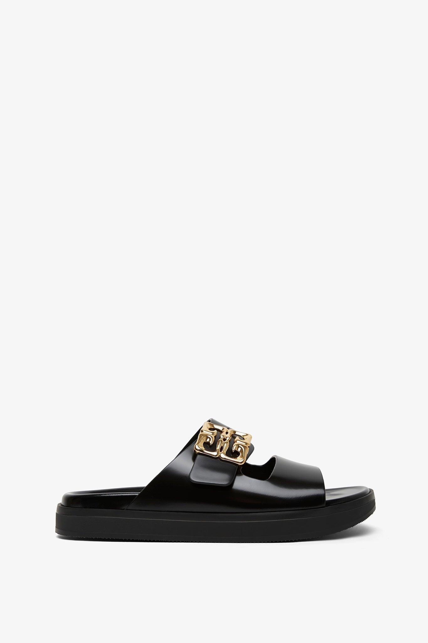 4G black flat sandals