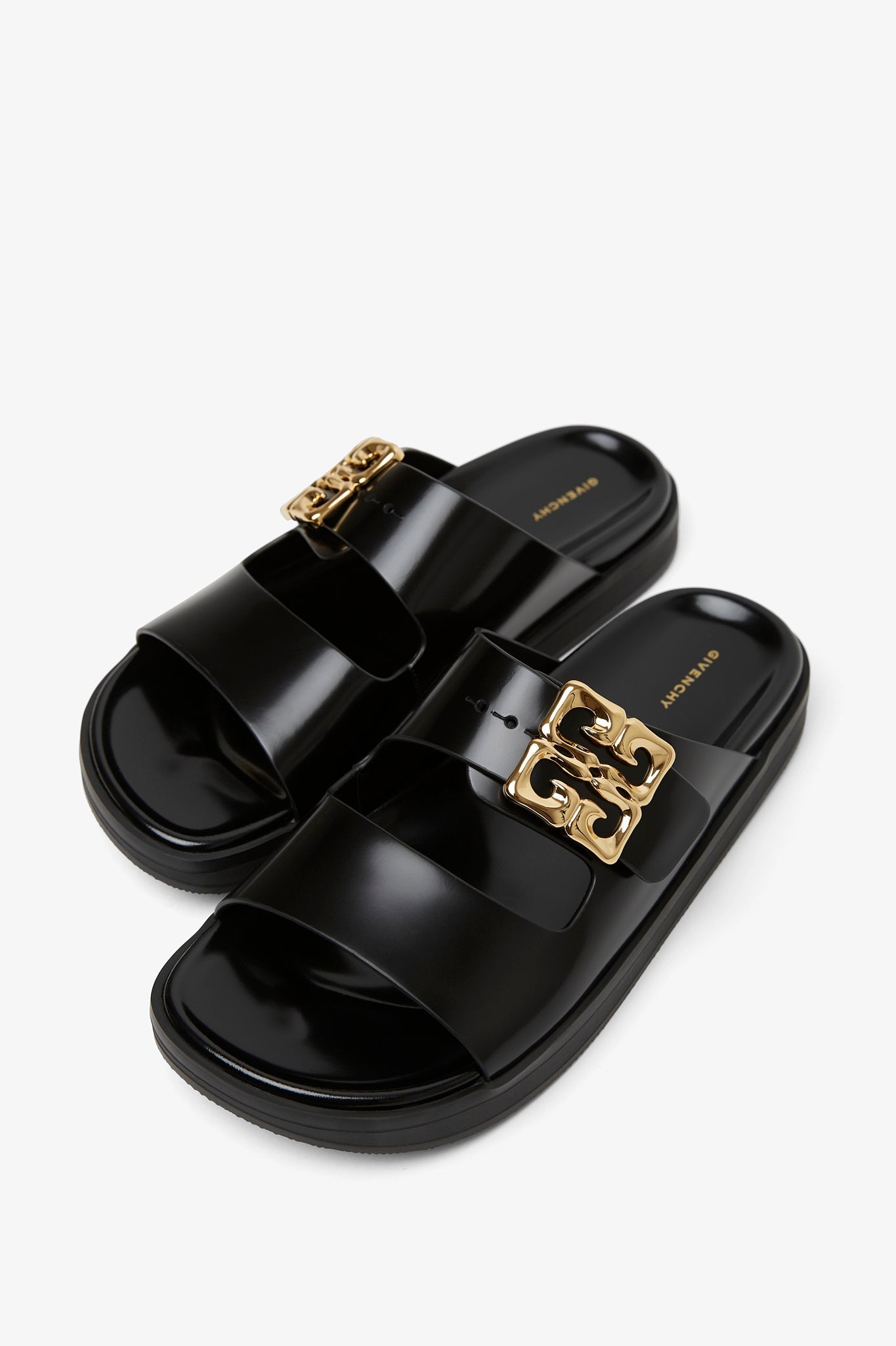 4G black flat sandals
