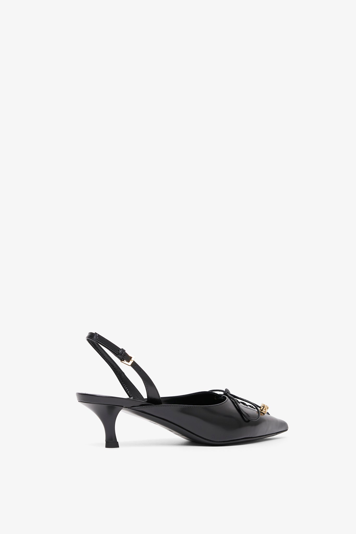 Black leather slingblacks