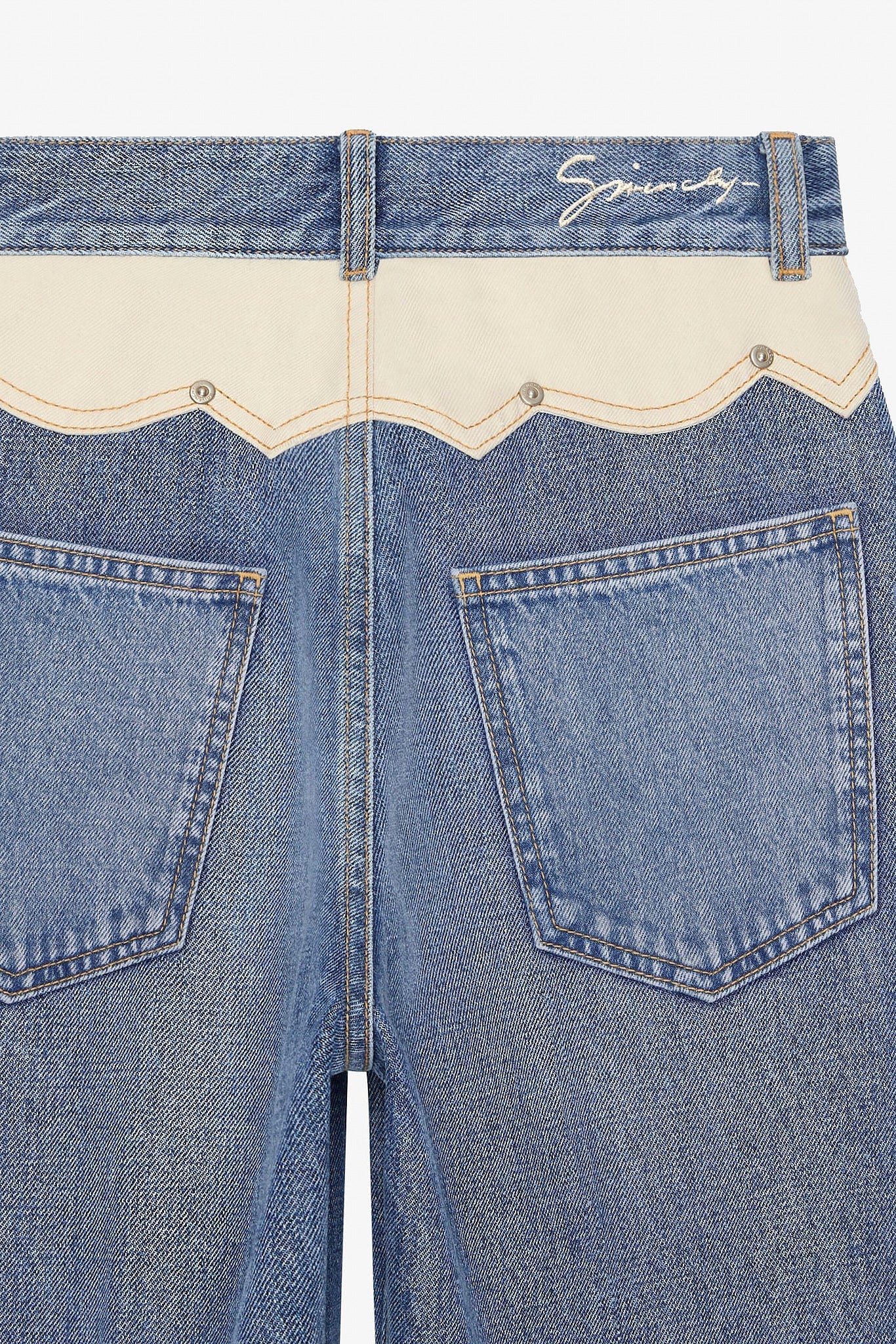 Back details denim pants